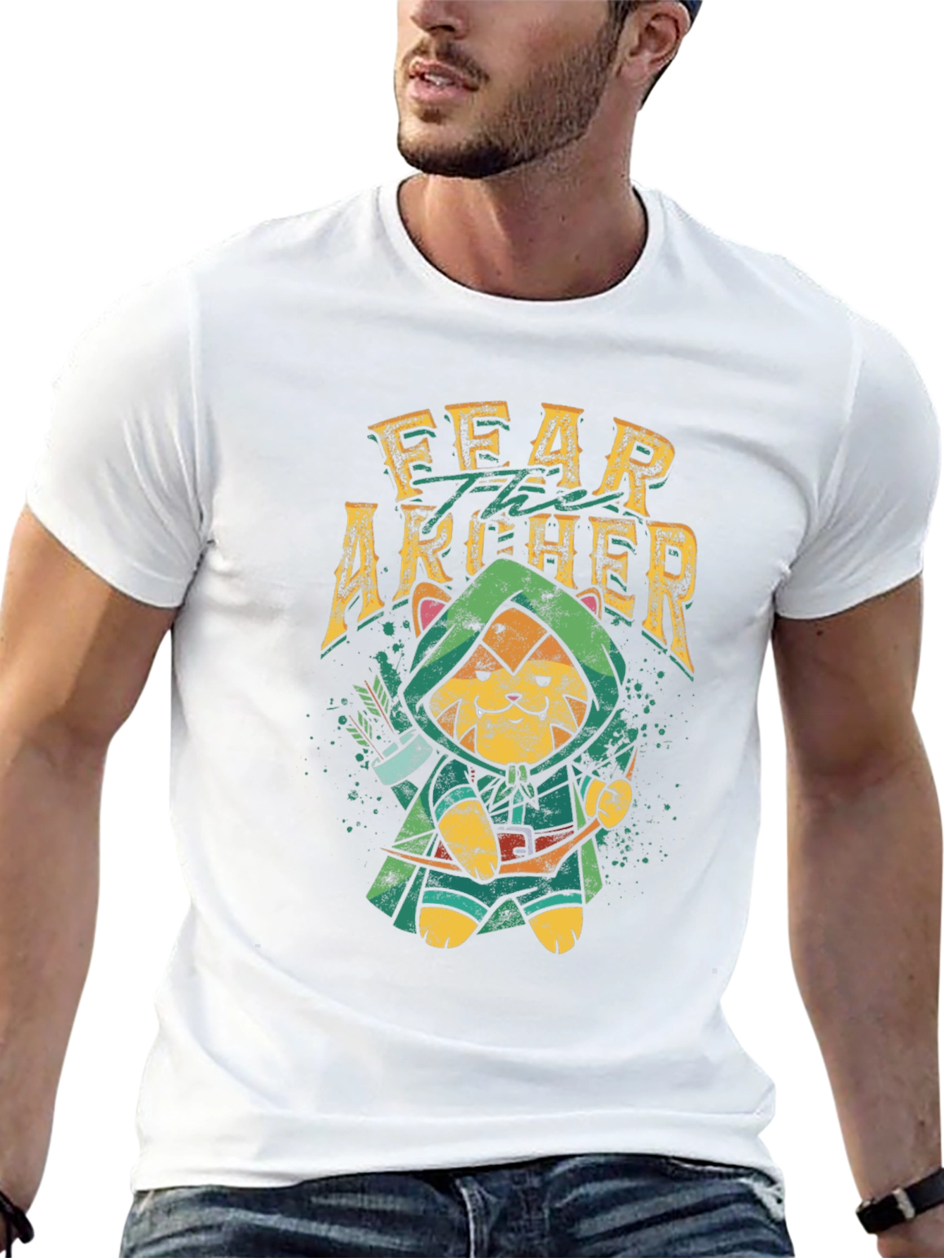 Fear the Archer T-Shirt: Cat Robin Hood Design