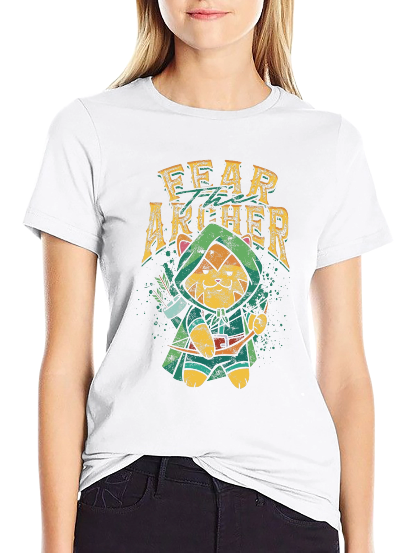 Fear the Archer T-Shirt: Cat Robin Hood Design