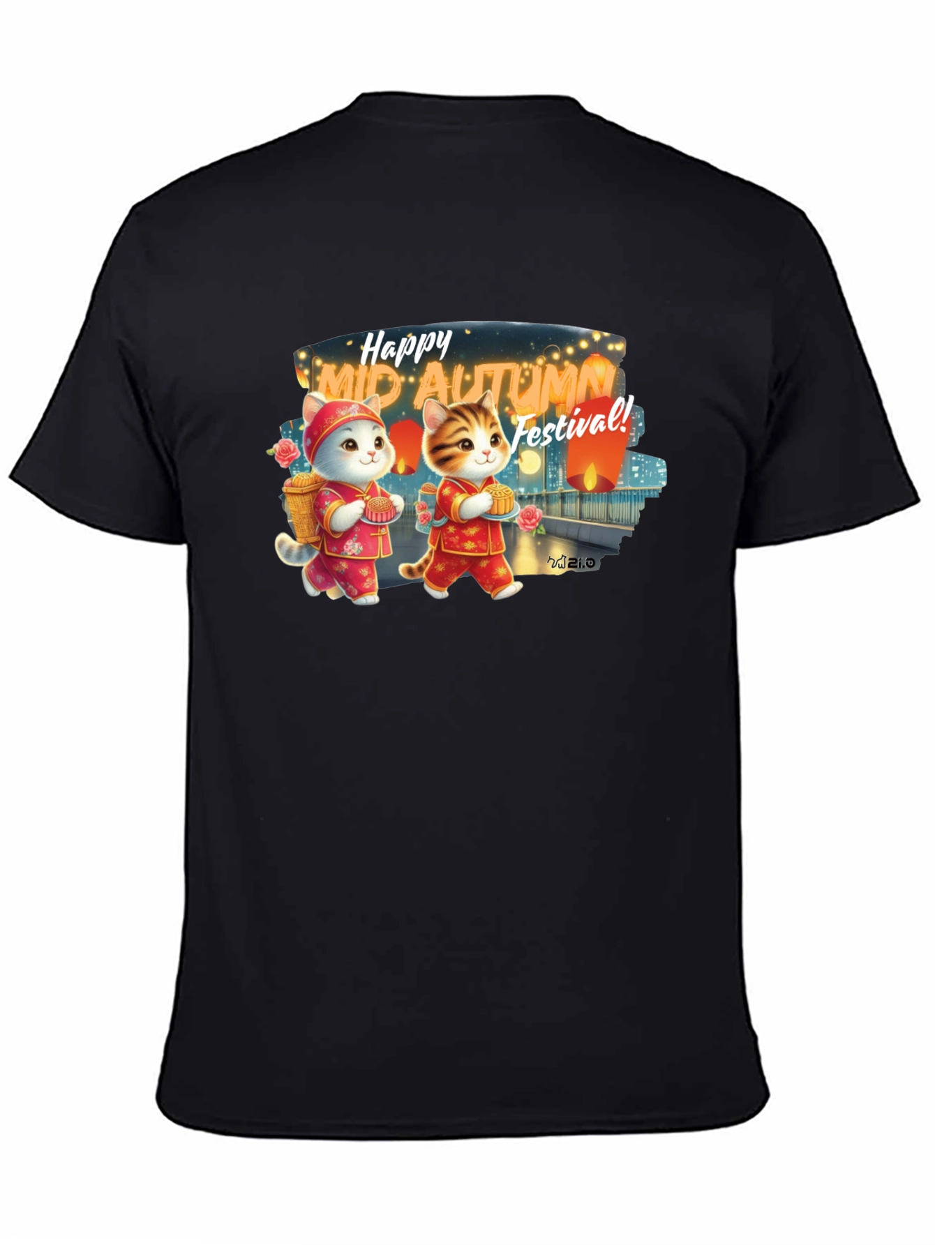 Mid-Autumn Festival Cute Cat T-Shirt