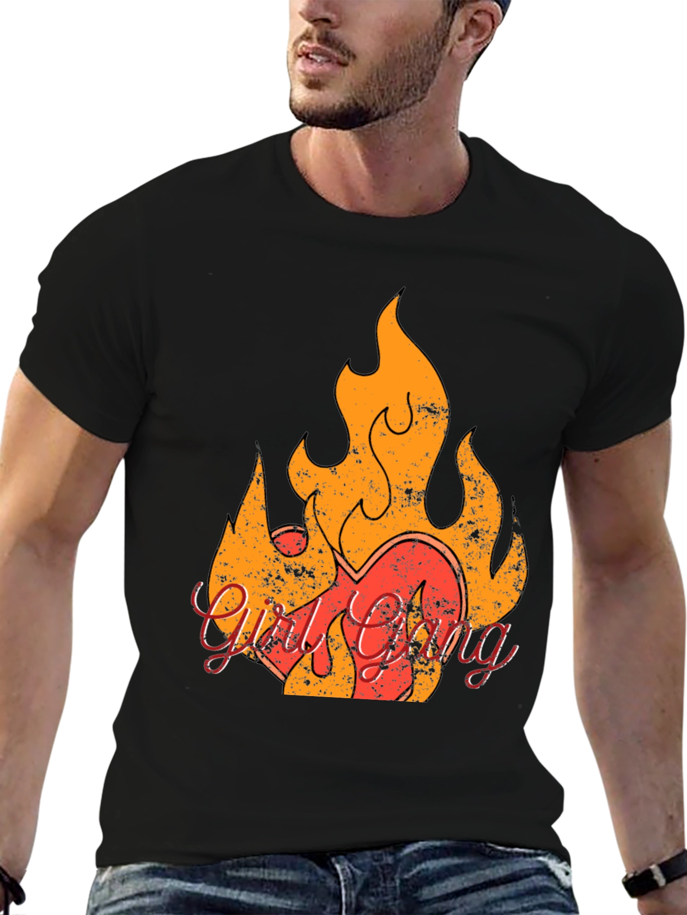Girl Gang Flame Graphic Tee - Retro Style