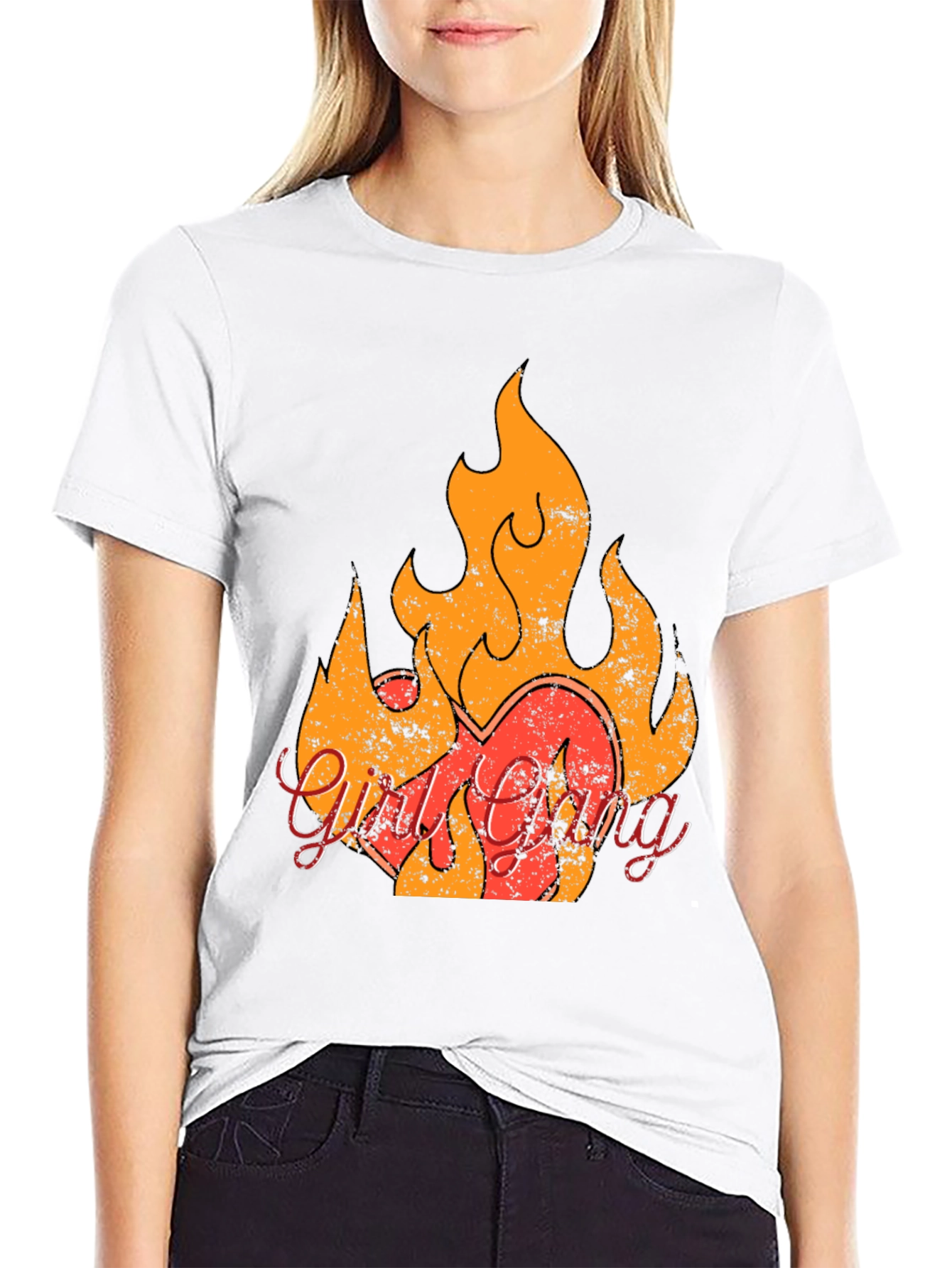 Girl Gang Flame Graphic Tee - Retro Style