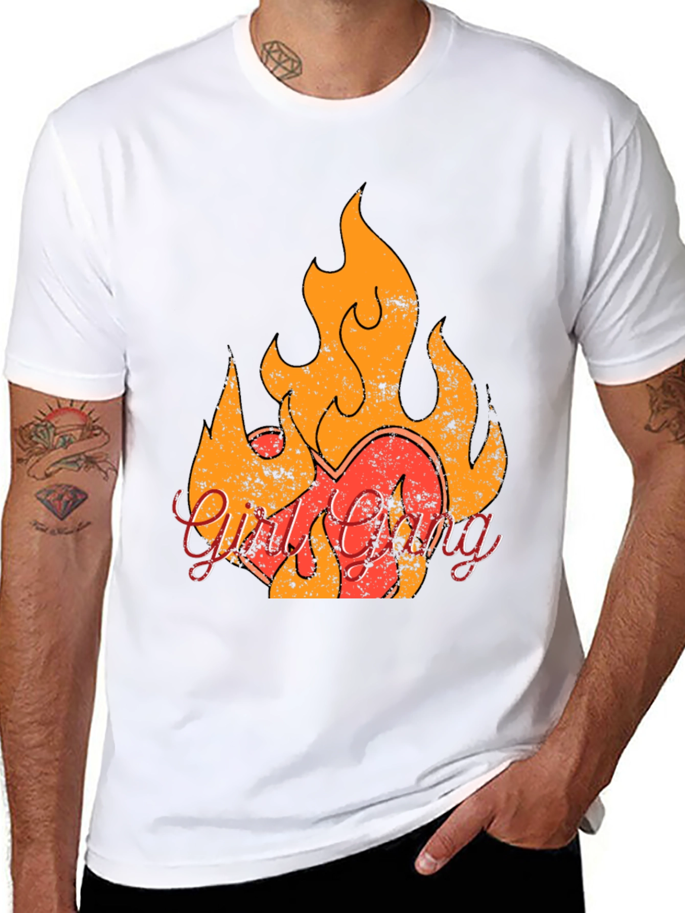 Girl Gang Flame Graphic Tee - Retro Style