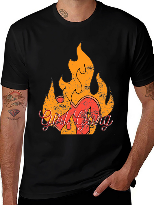 Girl Gang Flame Graphic Tee - Retro Style