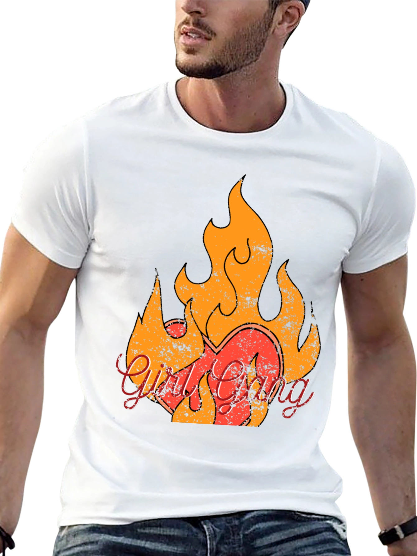 Girl Gang Flame Graphic Tee - Retro Style