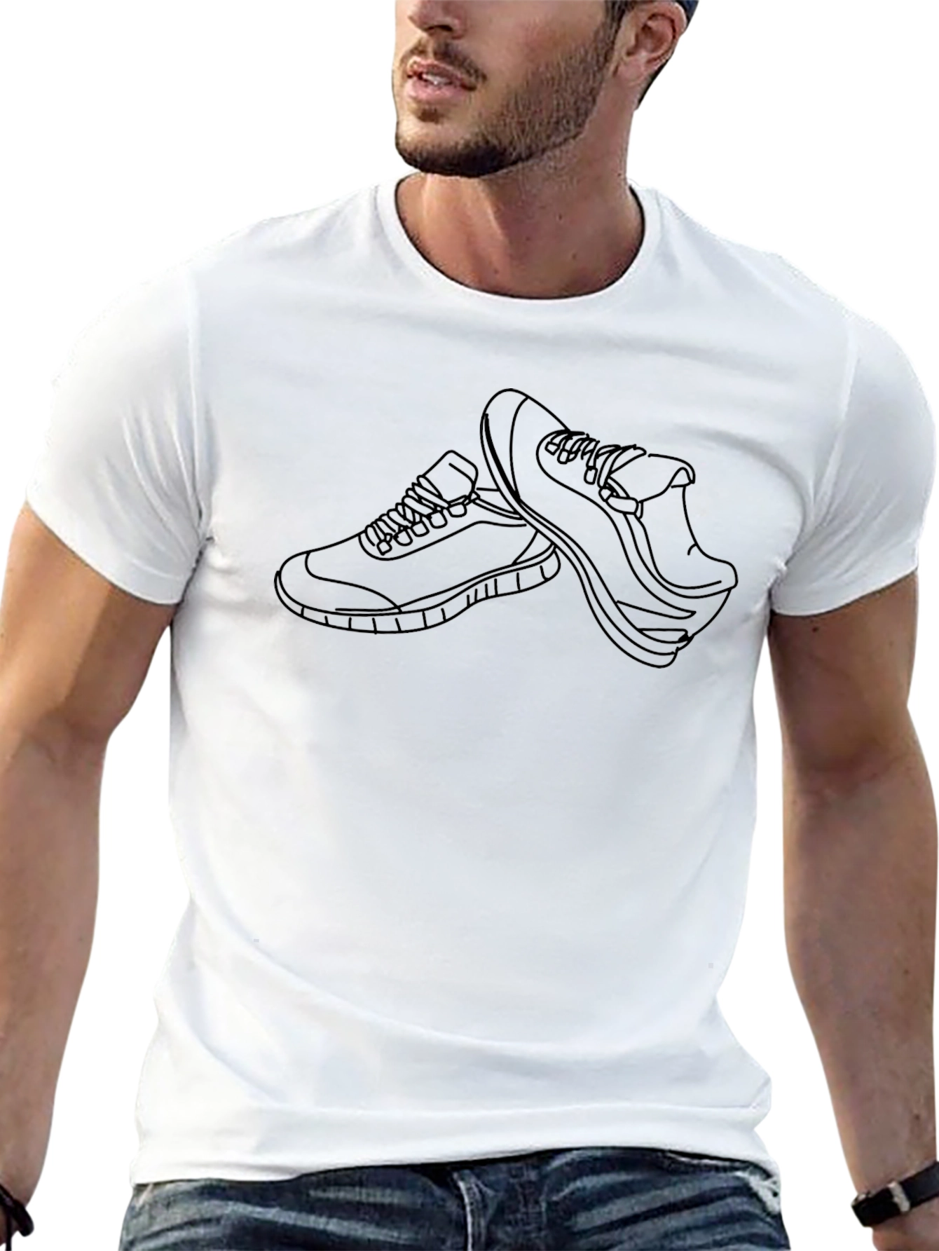 Mens Black T-Shirt with Sneaker Graphic
