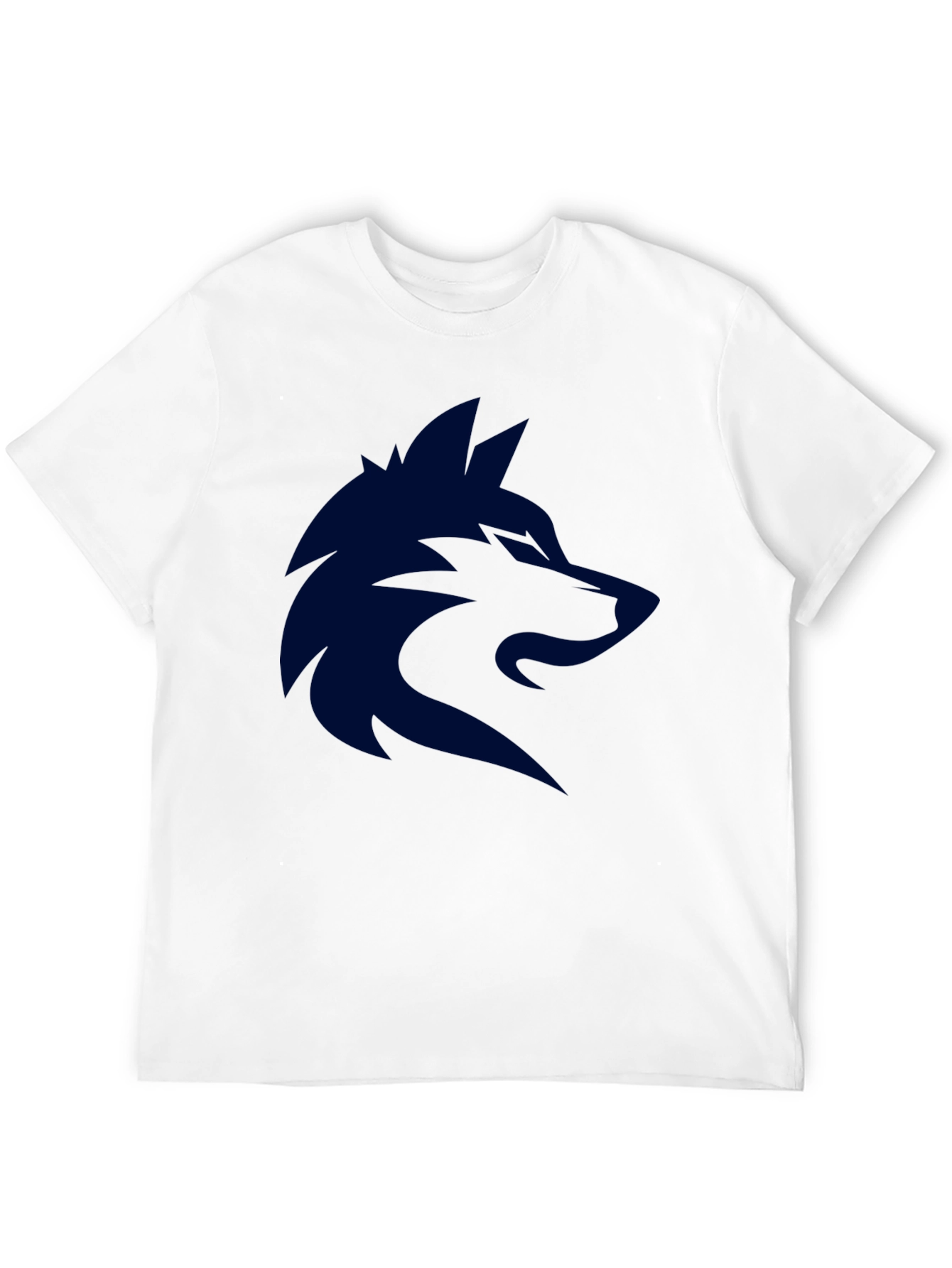 Mens Black T-Shirt with Dark Blue Wolf Graphic