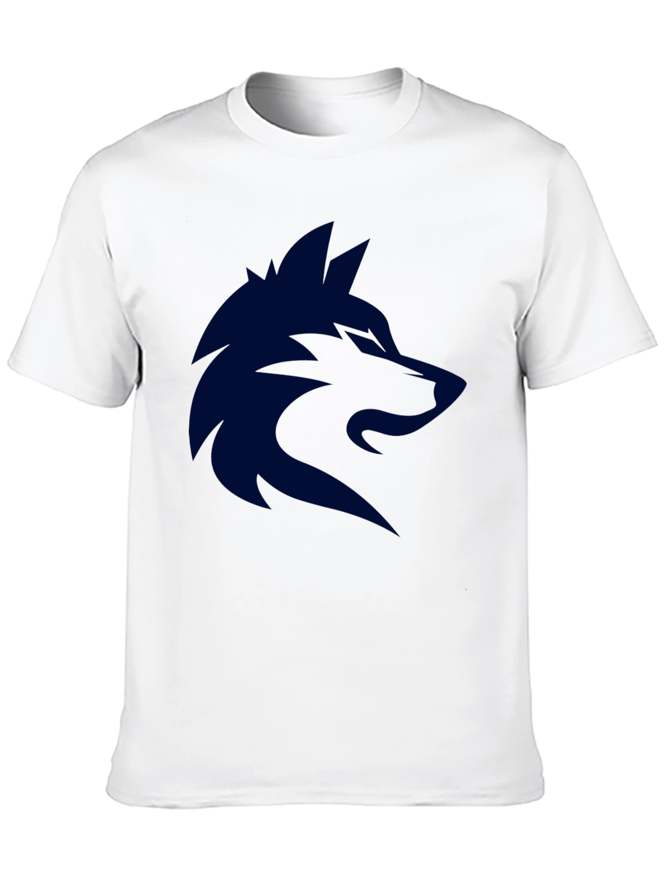 Mens Black T-Shirt with Dark Blue Wolf Graphic