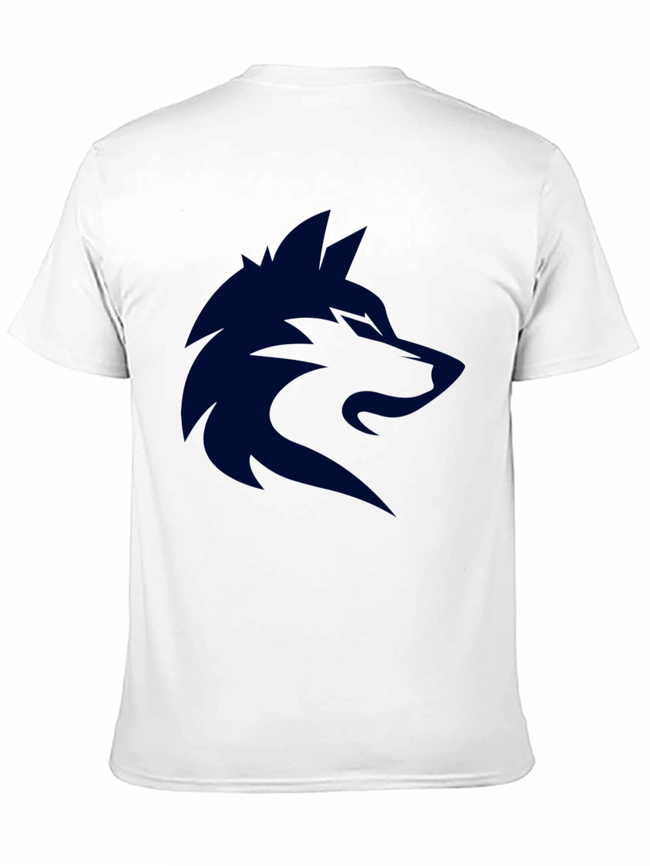 Mens Black T-Shirt with Dark Blue Wolf Graphic