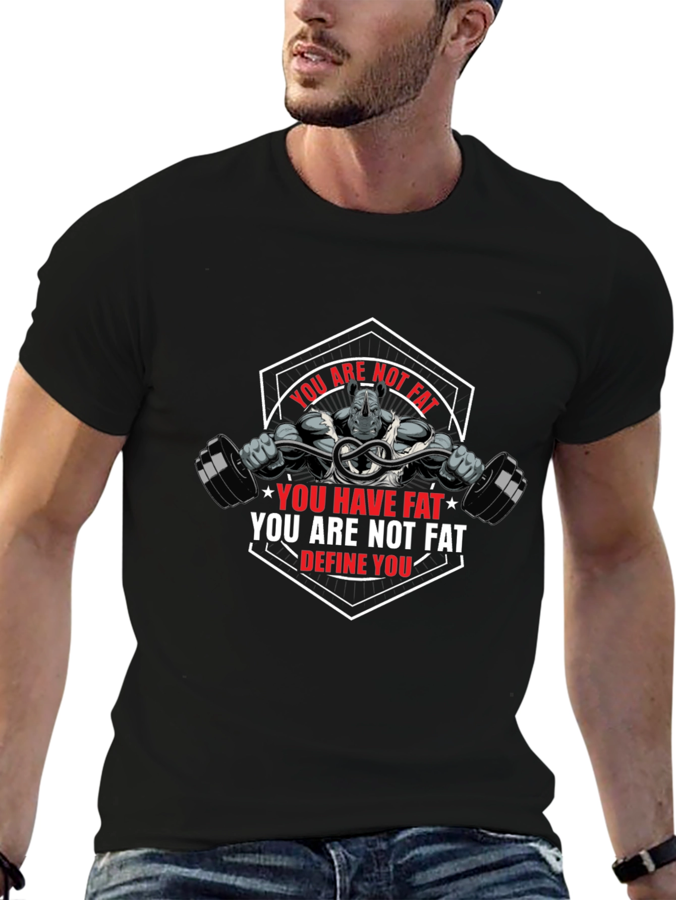 Motivational Rhino Gym T-Shirt: Define Yourself!