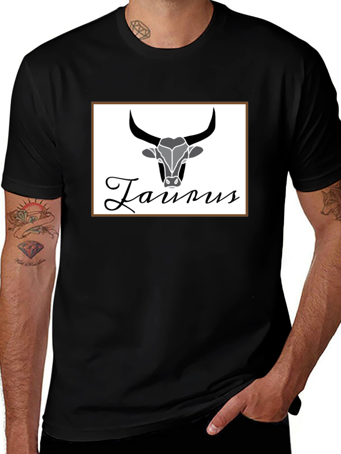 Taurus Zodiac Sign Black T-Shirt