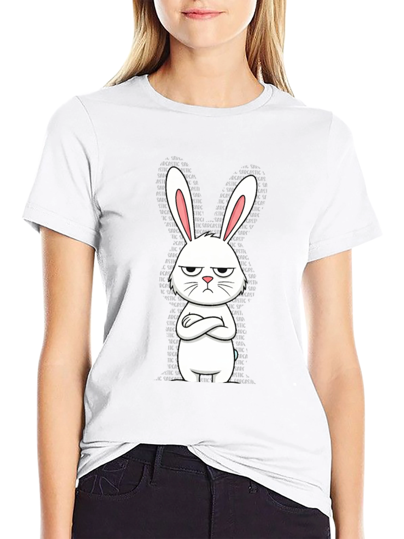 Sarcastic Bunny Graphic Tee - Unisex Black T-Shirt