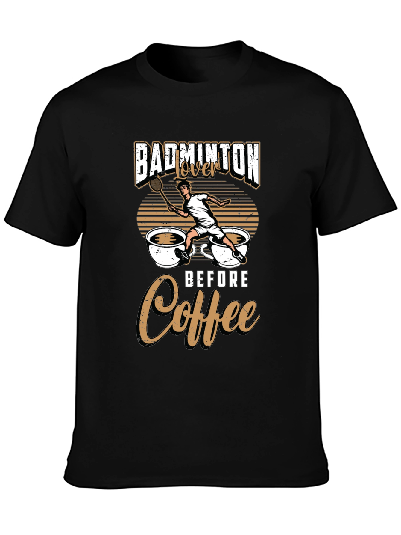 Badminton Lover Before Coffee Graphic Tee