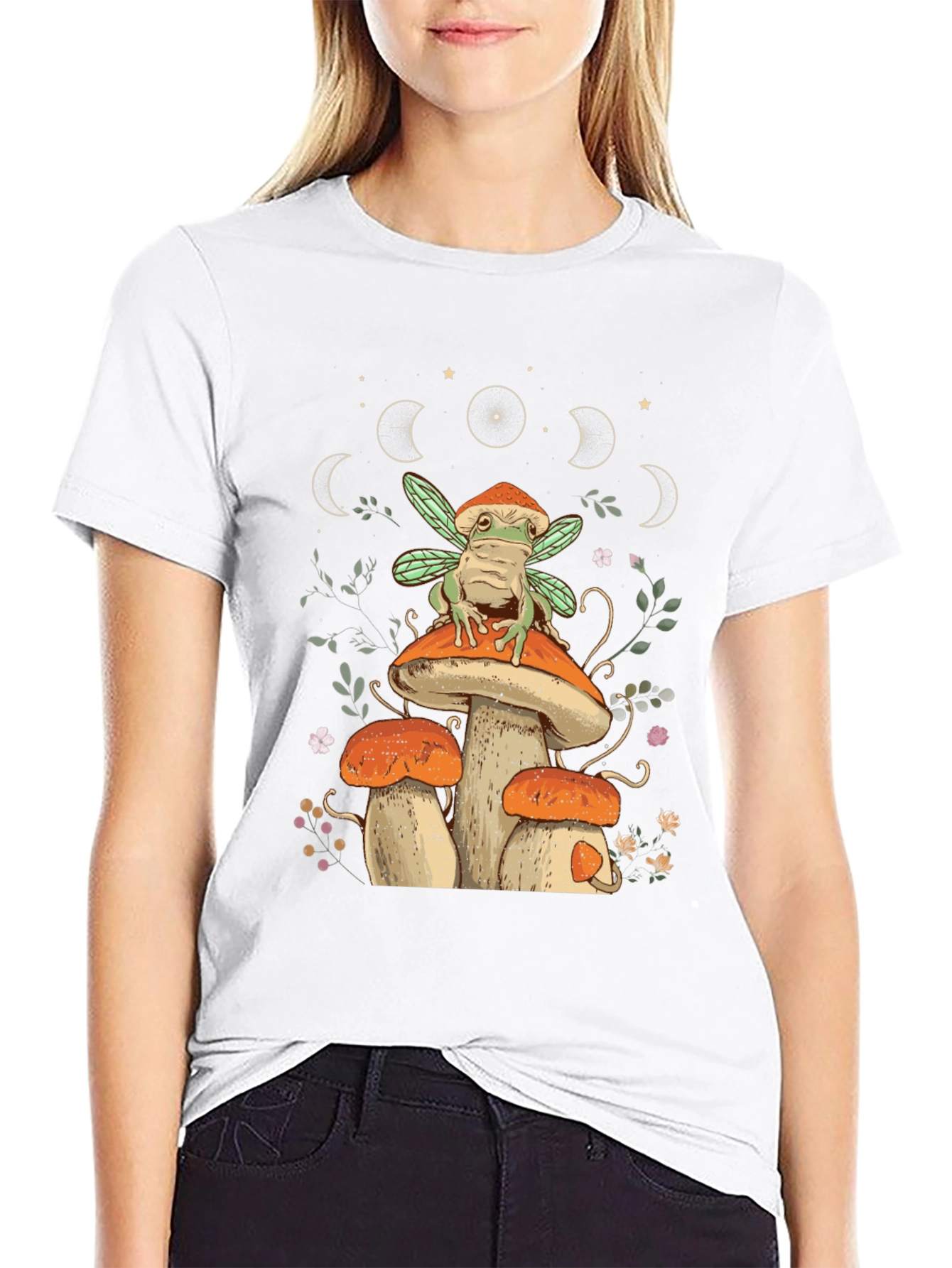 Frog Fairy Mushroom T-Shirt - Whimsical Nature Tee