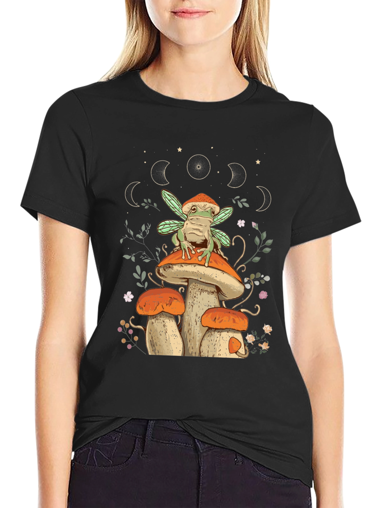 Frog Fairy Mushroom T-Shirt - Whimsical Nature Tee