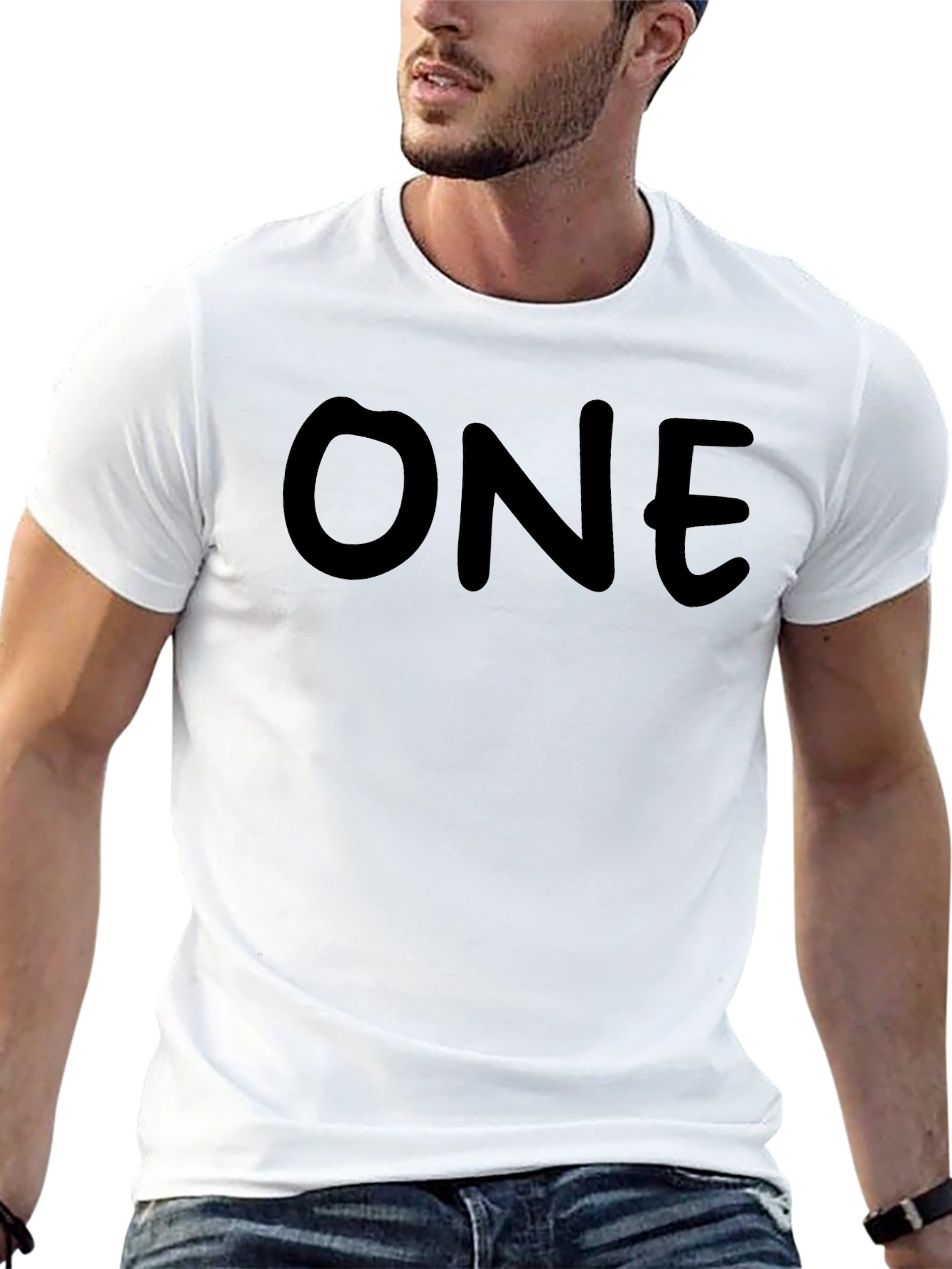 Mens Black ONE Graphic Tee - Casual Style
