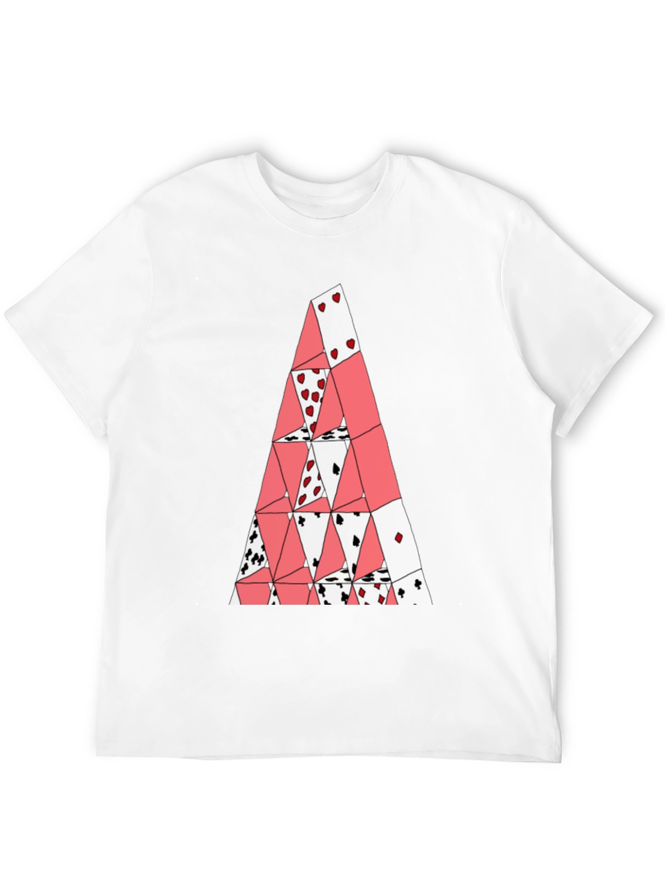 Card House Tee - Graphic Print Black T-Shirt