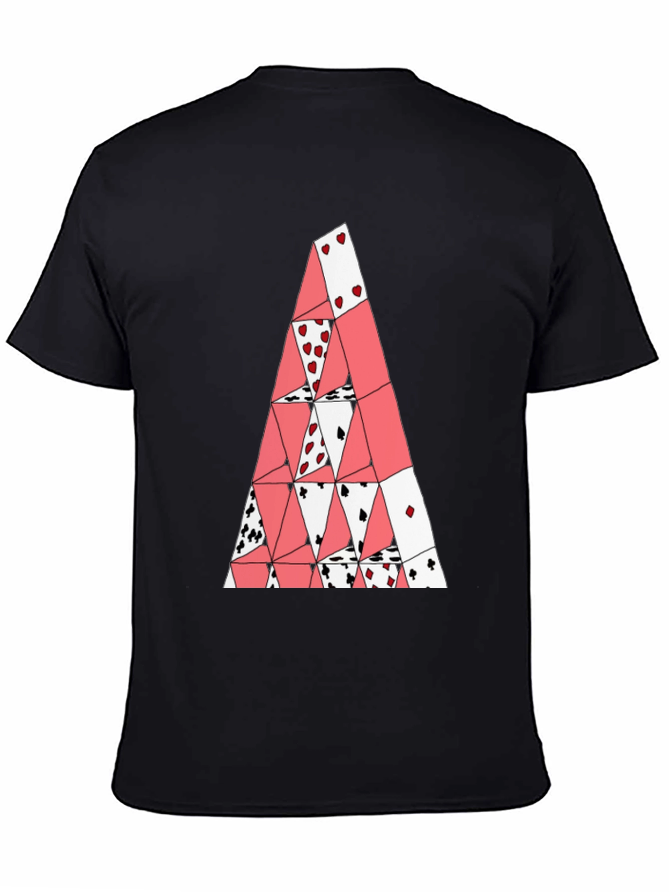 Card House Tee - Graphic Print Black T-Shirt