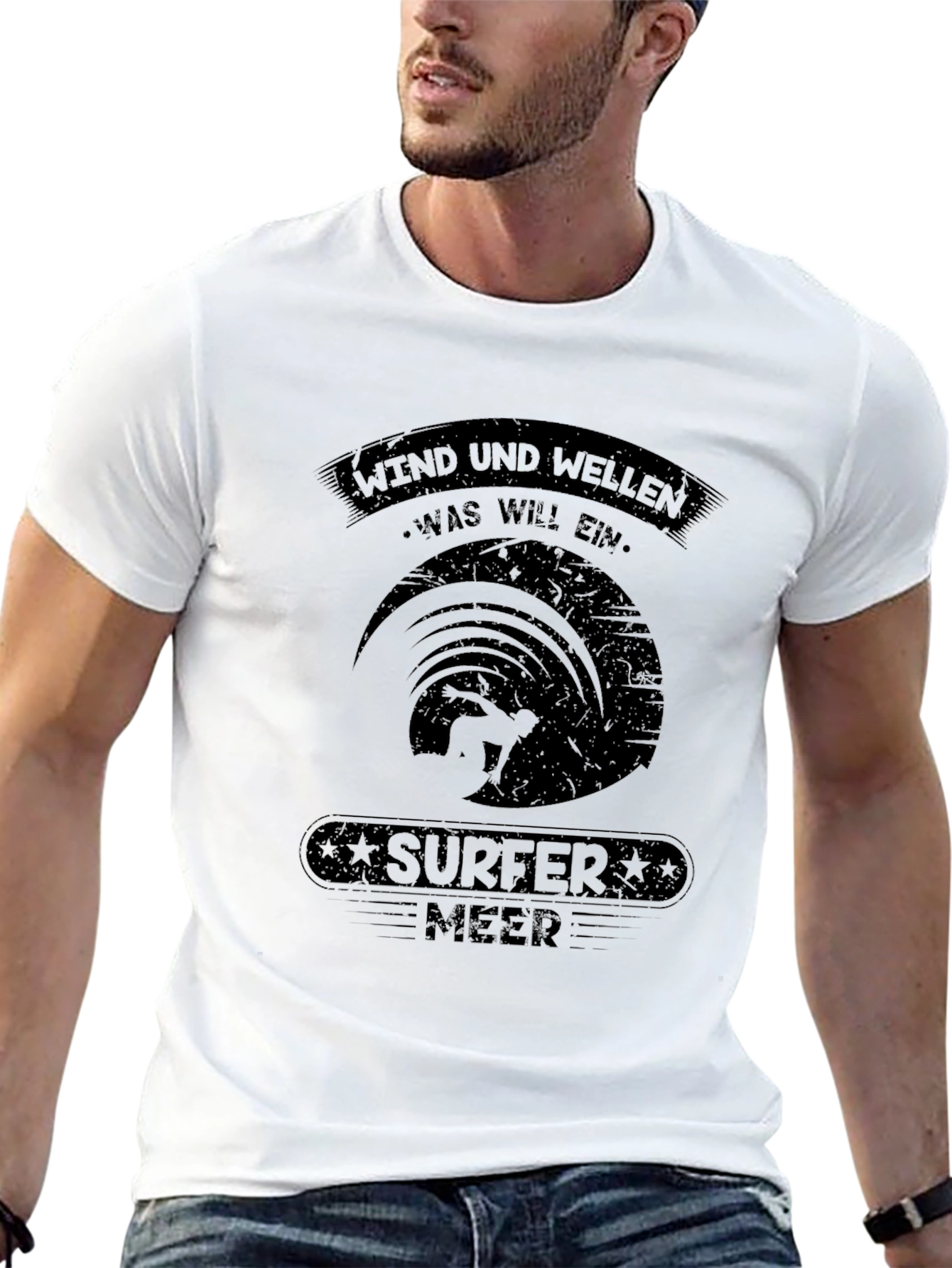 Surfer Meer Graphic T-Shirt - Black Cotton Tee