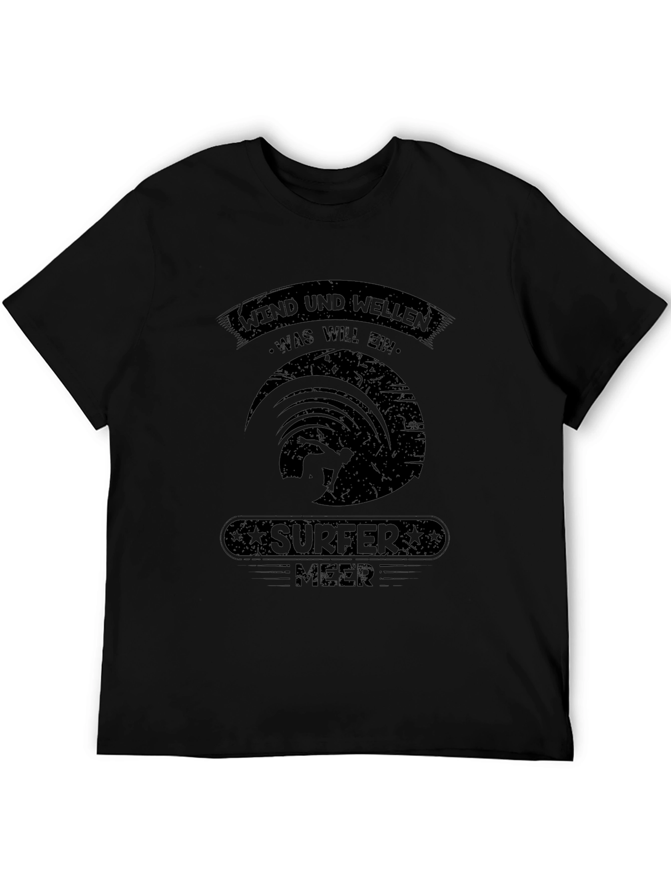 Surfer Meer Graphic T-Shirt - Black Cotton Tee