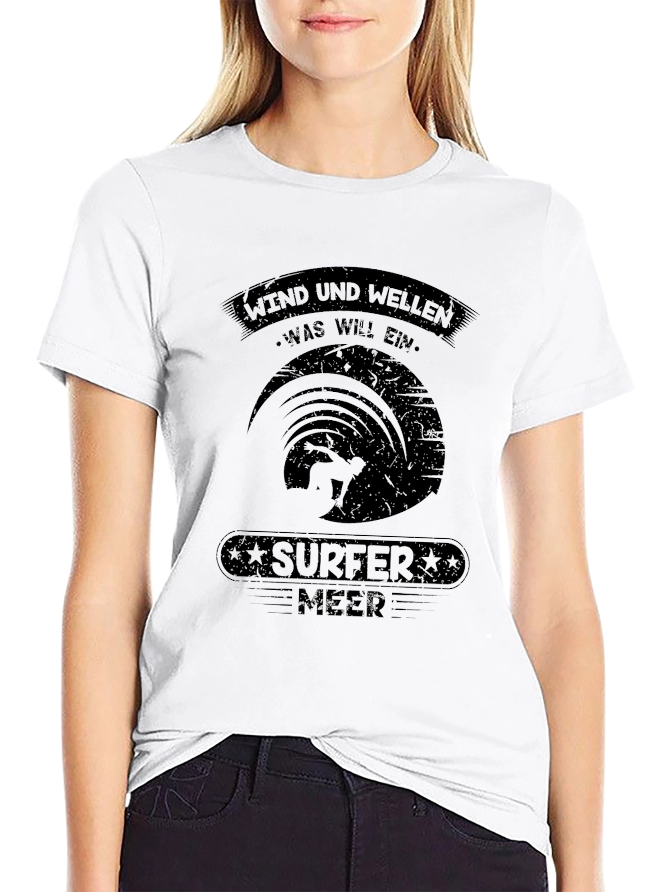 Surfer Meer Graphic T-Shirt - Black Cotton Tee