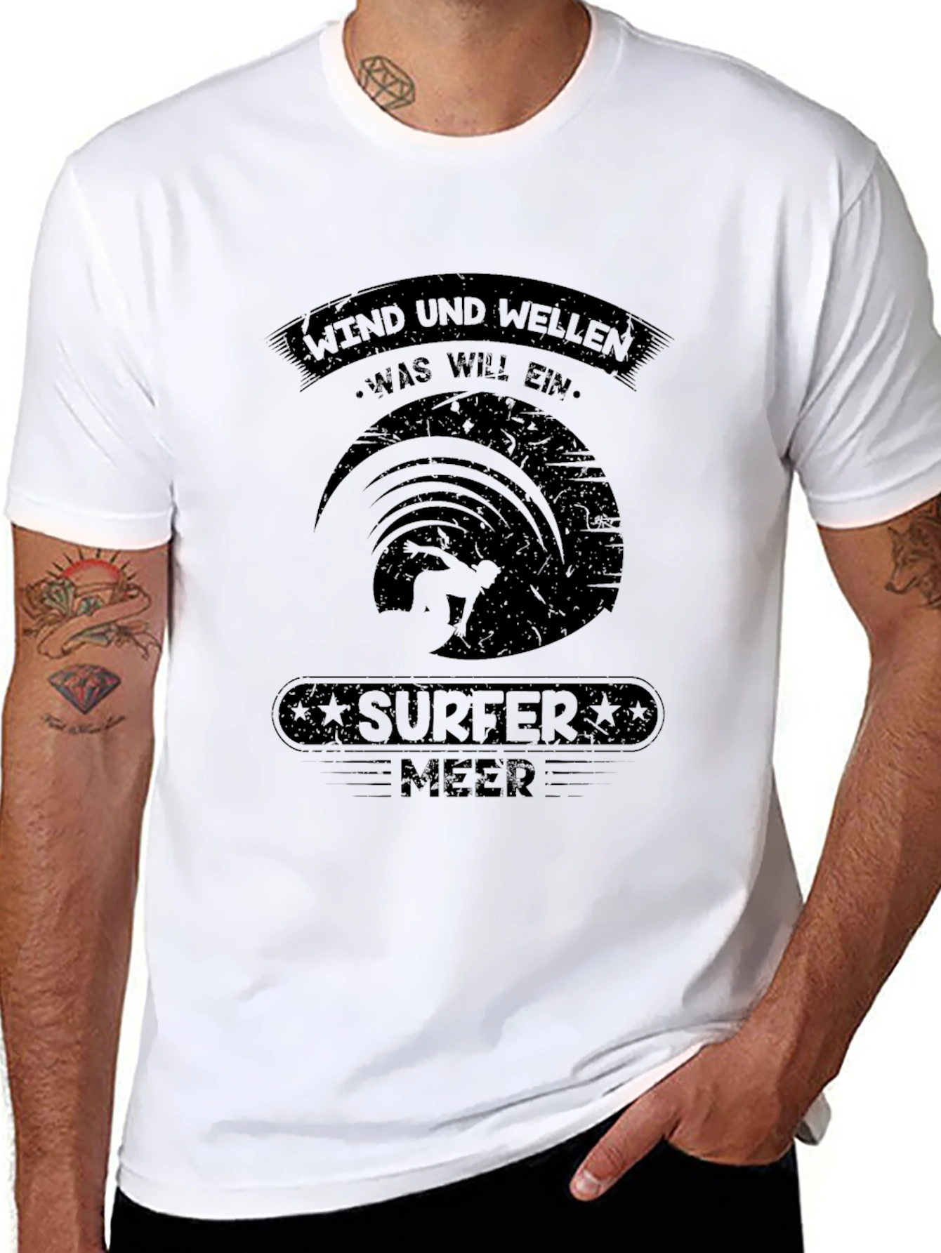 Surfer Meer Graphic T-Shirt - Black Cotton Tee