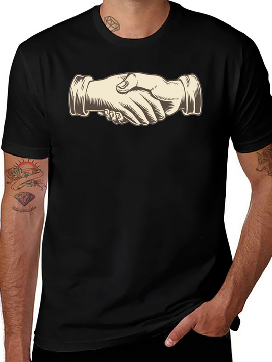 Handshake Graphic Black T-Shirt - Stylish Casual Wear