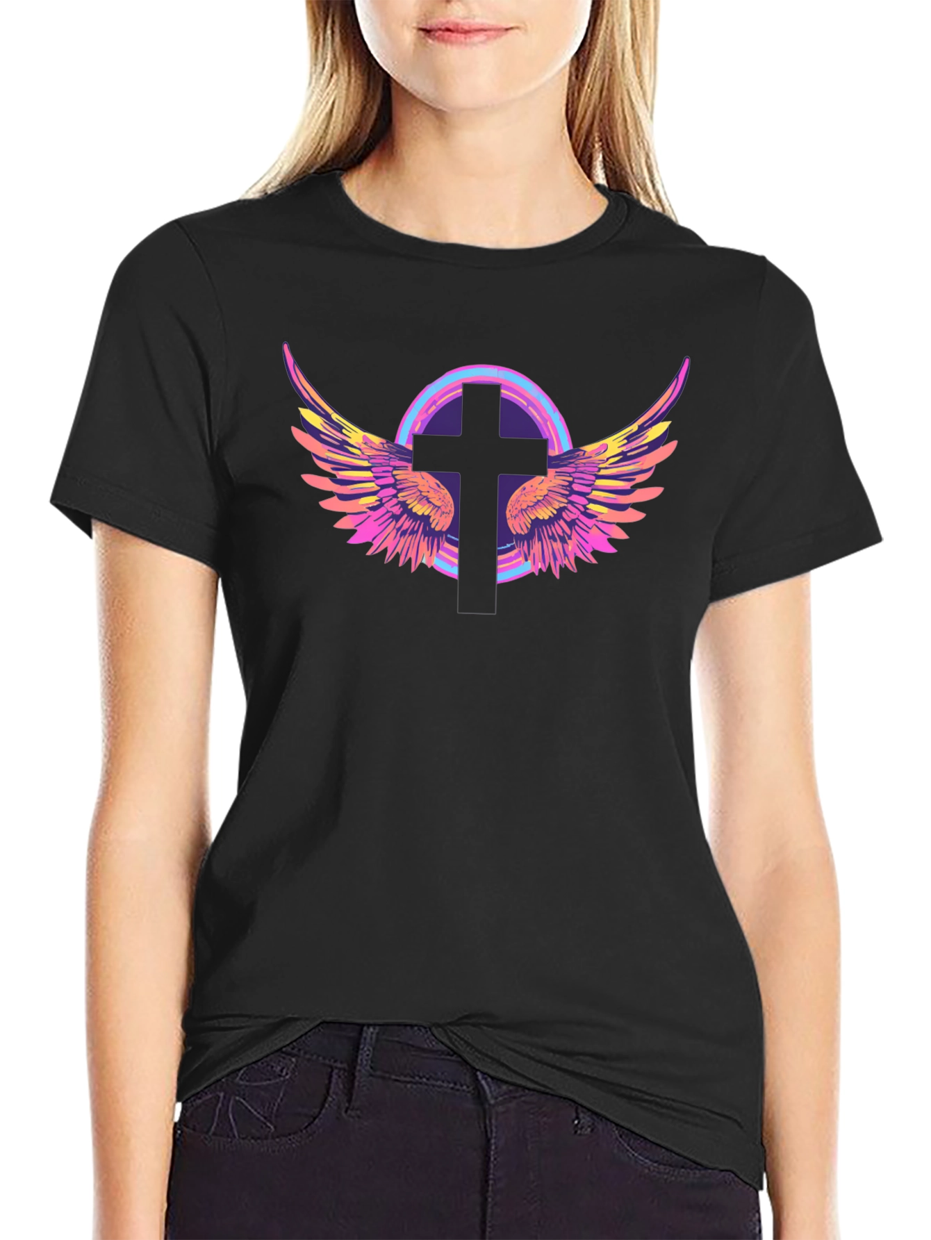 Cross with Wings Graphic Tee - Stylish Christian Apparel