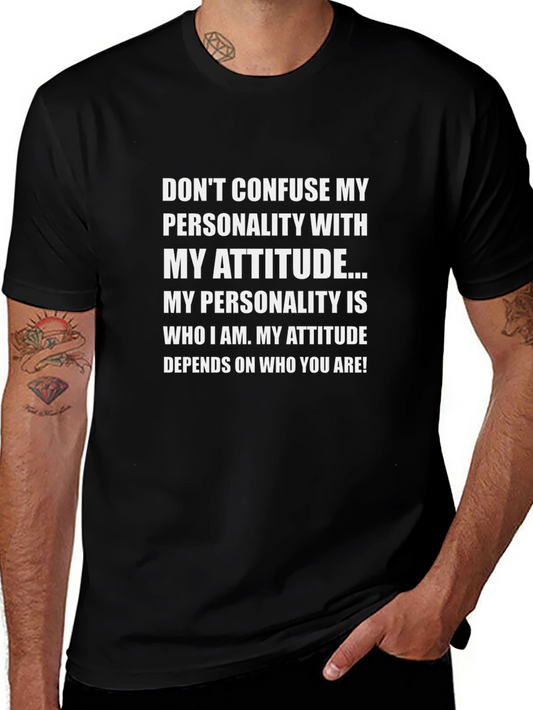 Attitude Personality Graphic Tee - Black