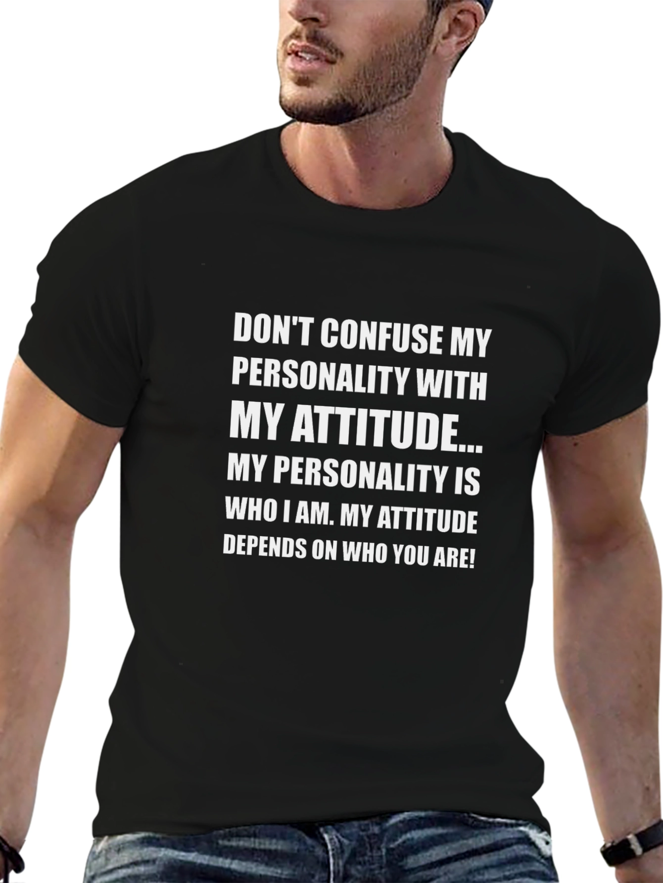 Attitude Personality Graphic Tee - Black