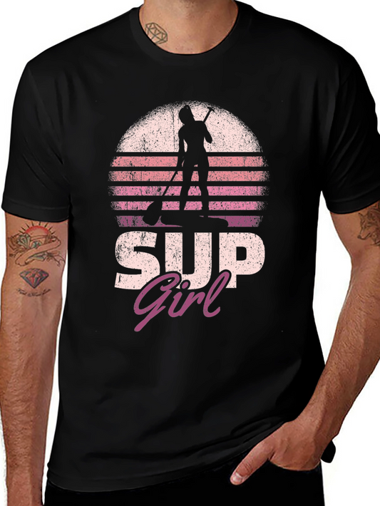 SUP Girl Sunset T-Shirt - Stand Up Paddleboarder Tee