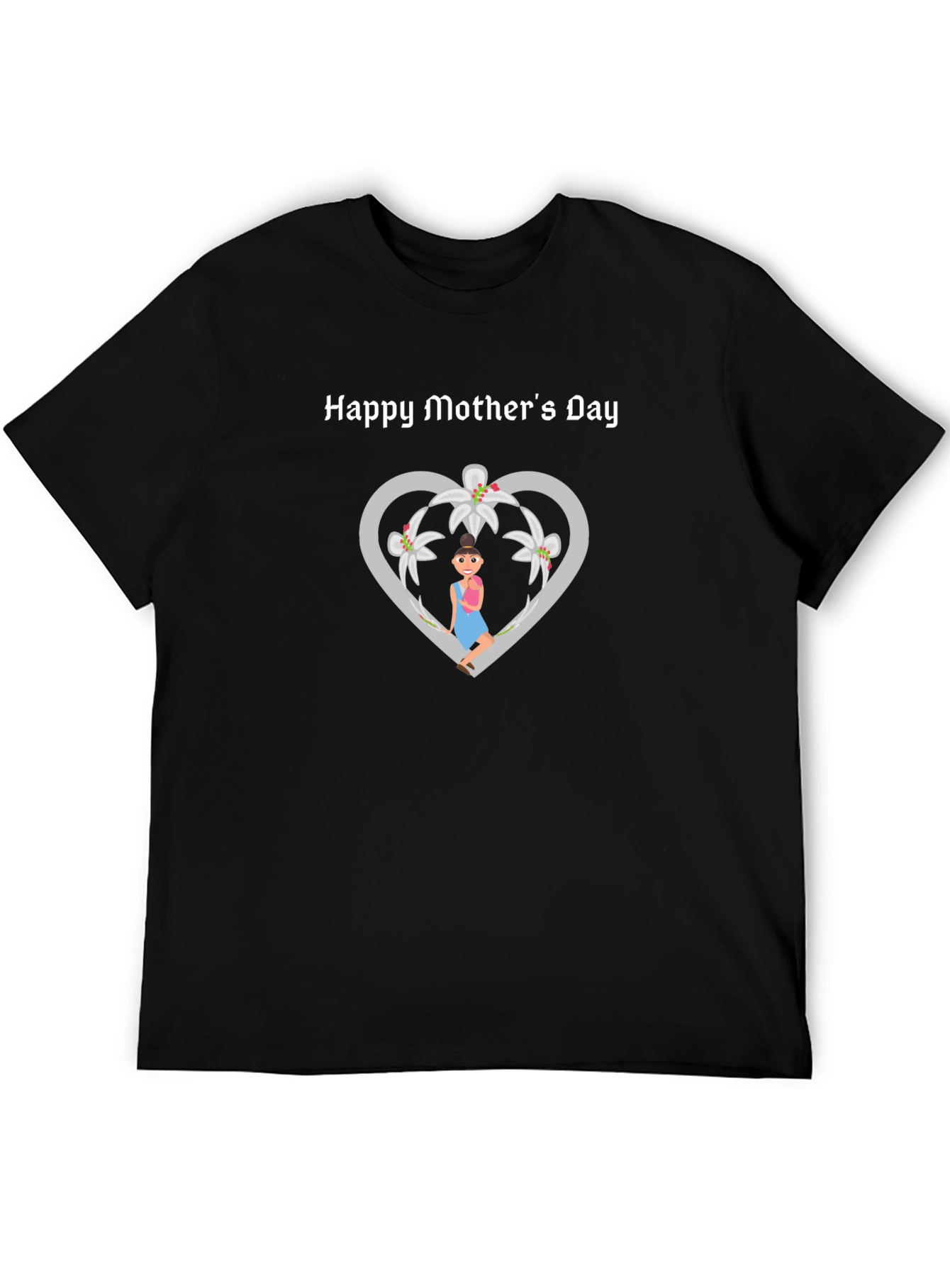 Happy Mothers Day T-Shirt - Floral Heart Design