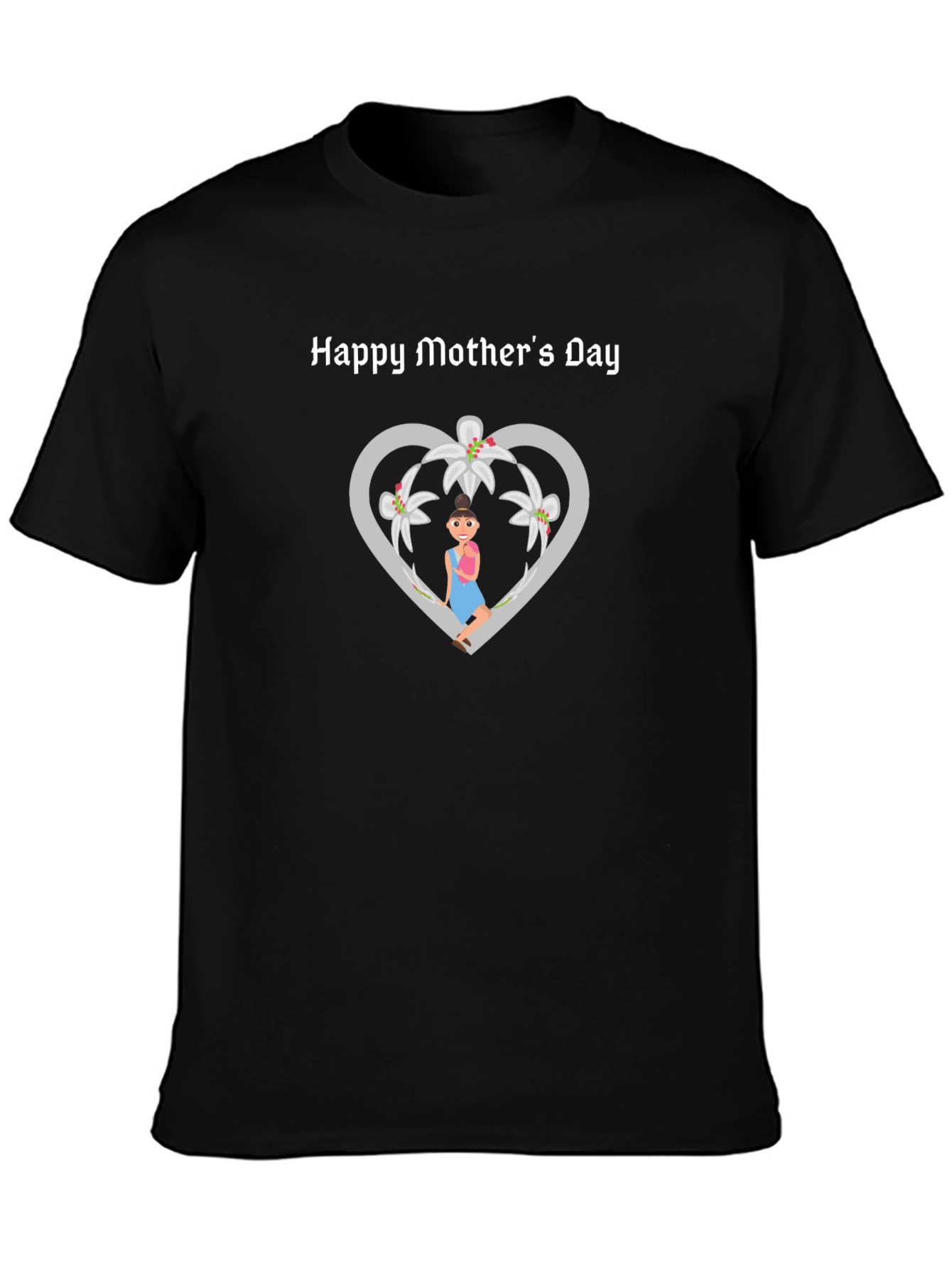 Happy Mothers Day T-Shirt - Floral Heart Design