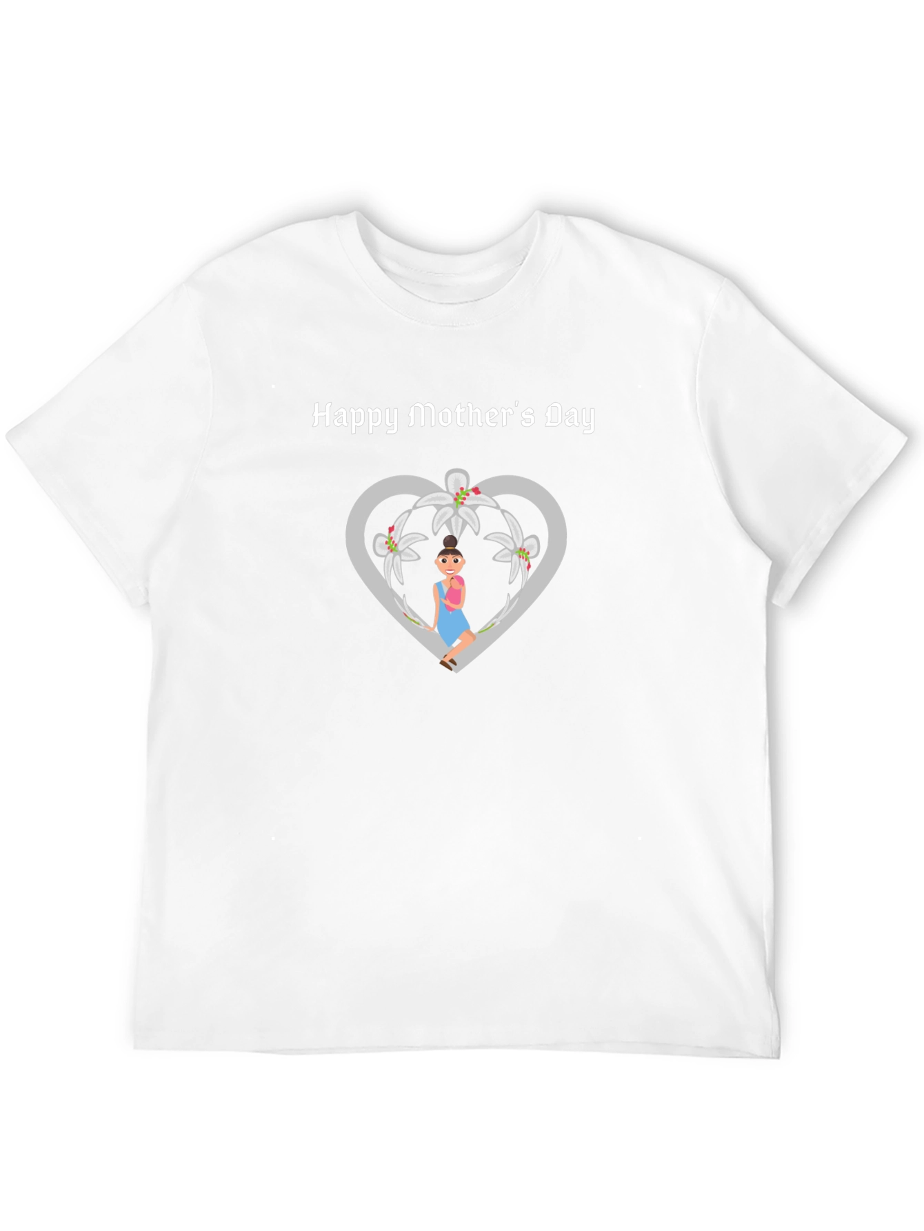 Happy Mothers Day T-Shirt - Floral Heart Design