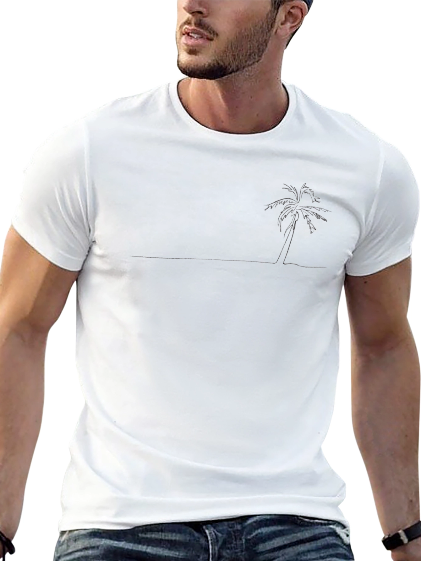 Minimalist Palm Tree Black T-Shirt