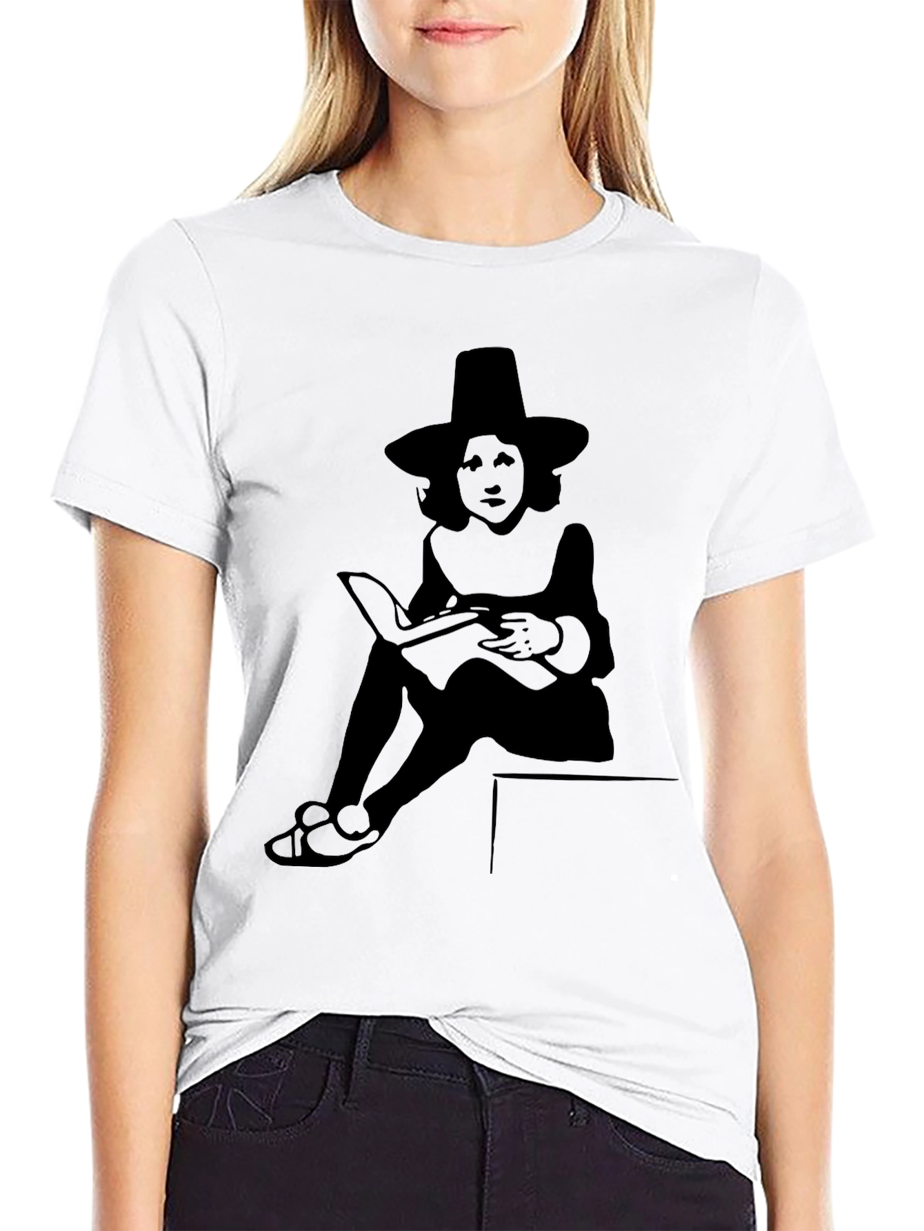 Quaint Reader Graphic Tee - Classic Black Shirt