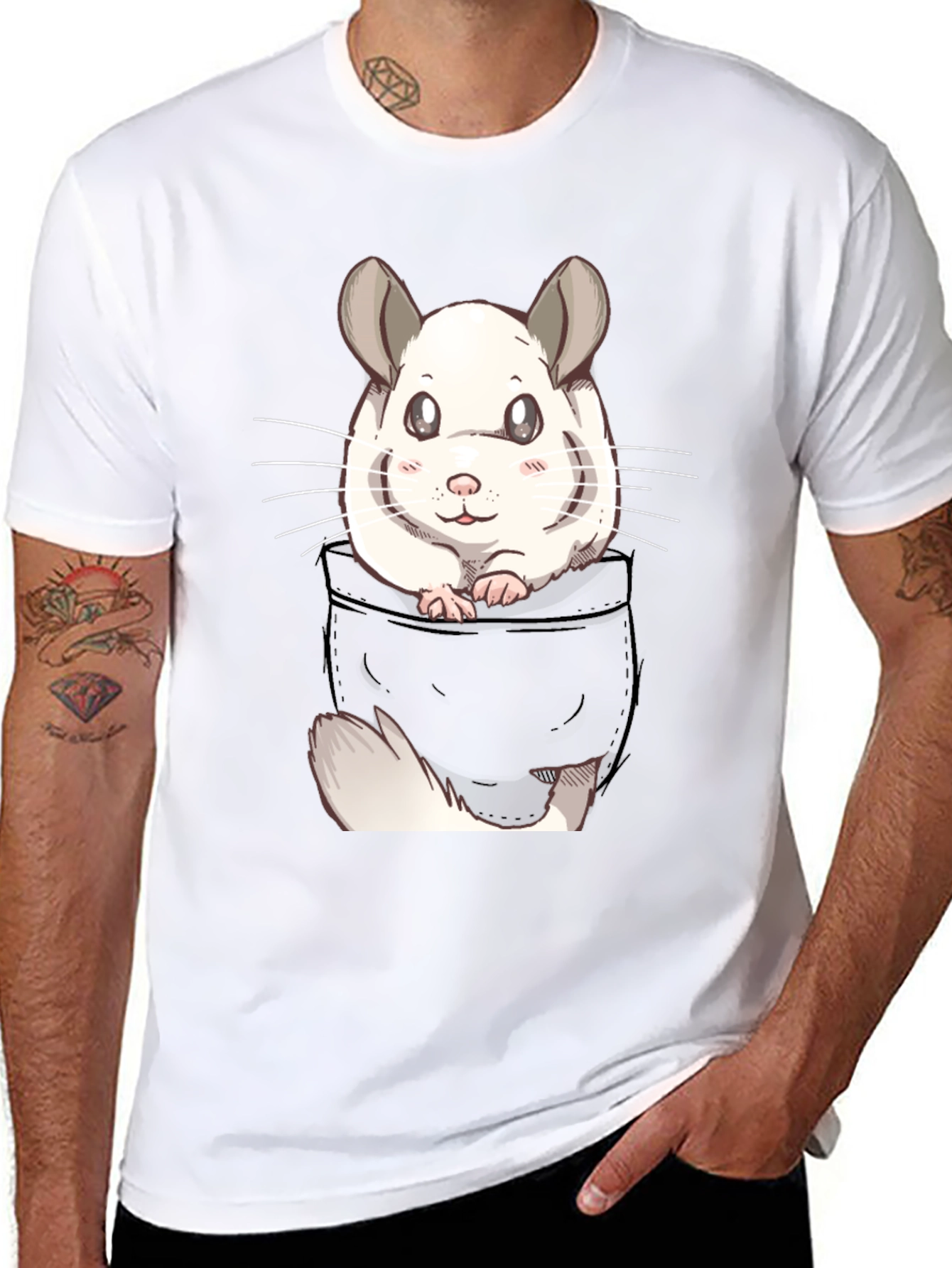 Cute Chinchilla Pocket T-Shirt
