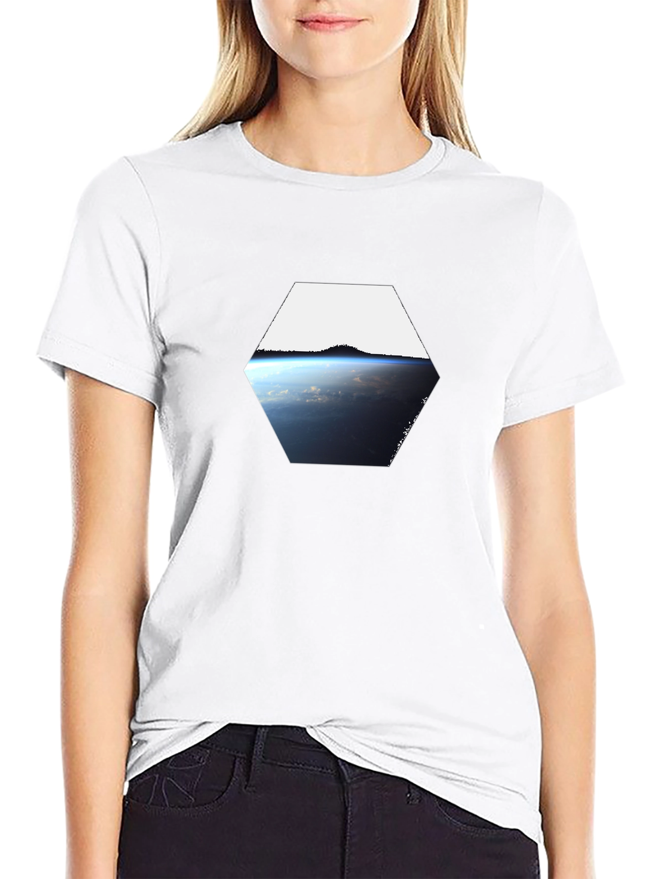 Earth View Hexagon Black T-Shirt