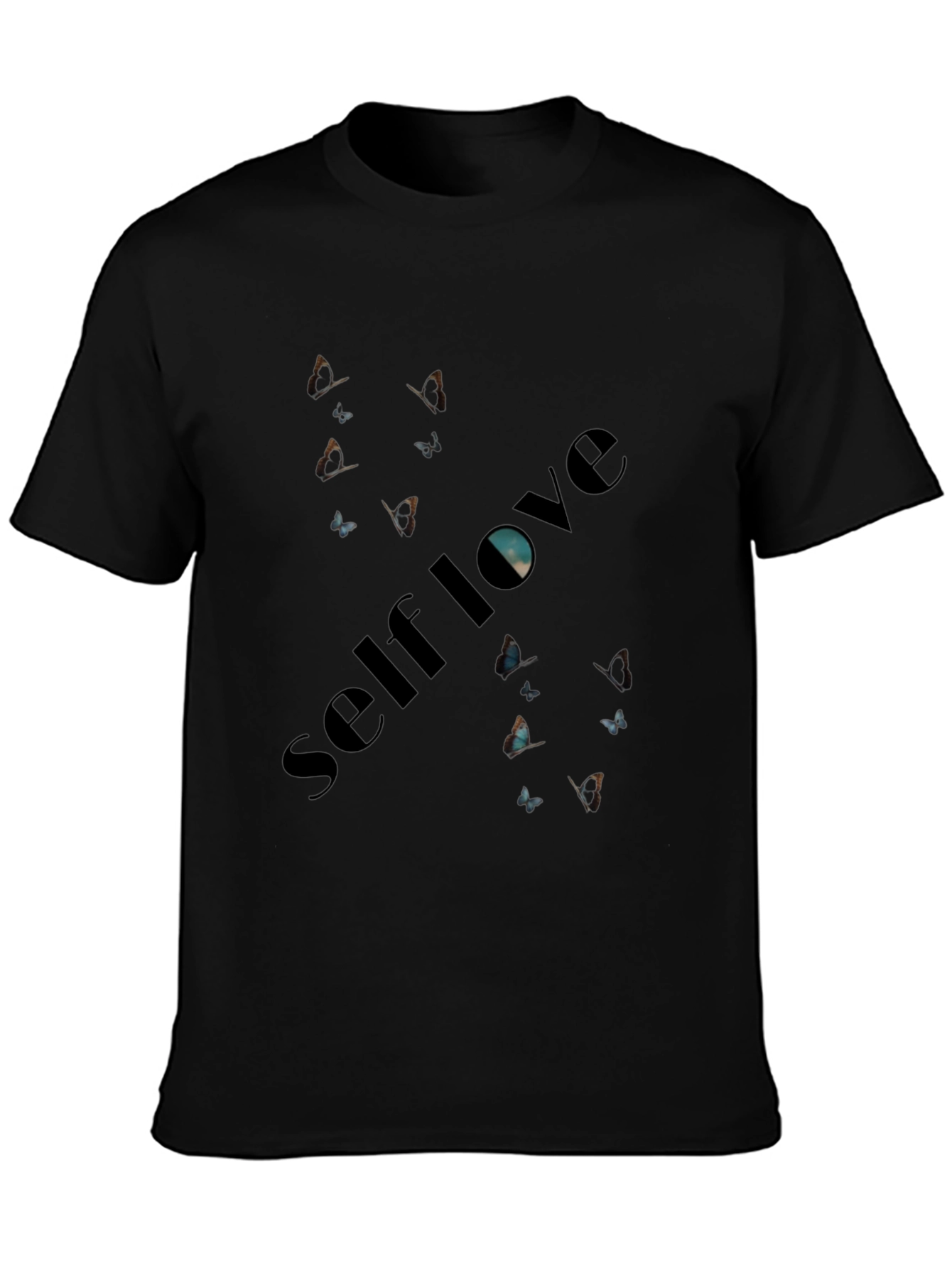 Self Love Butterfly Graphic Black T-Shirt