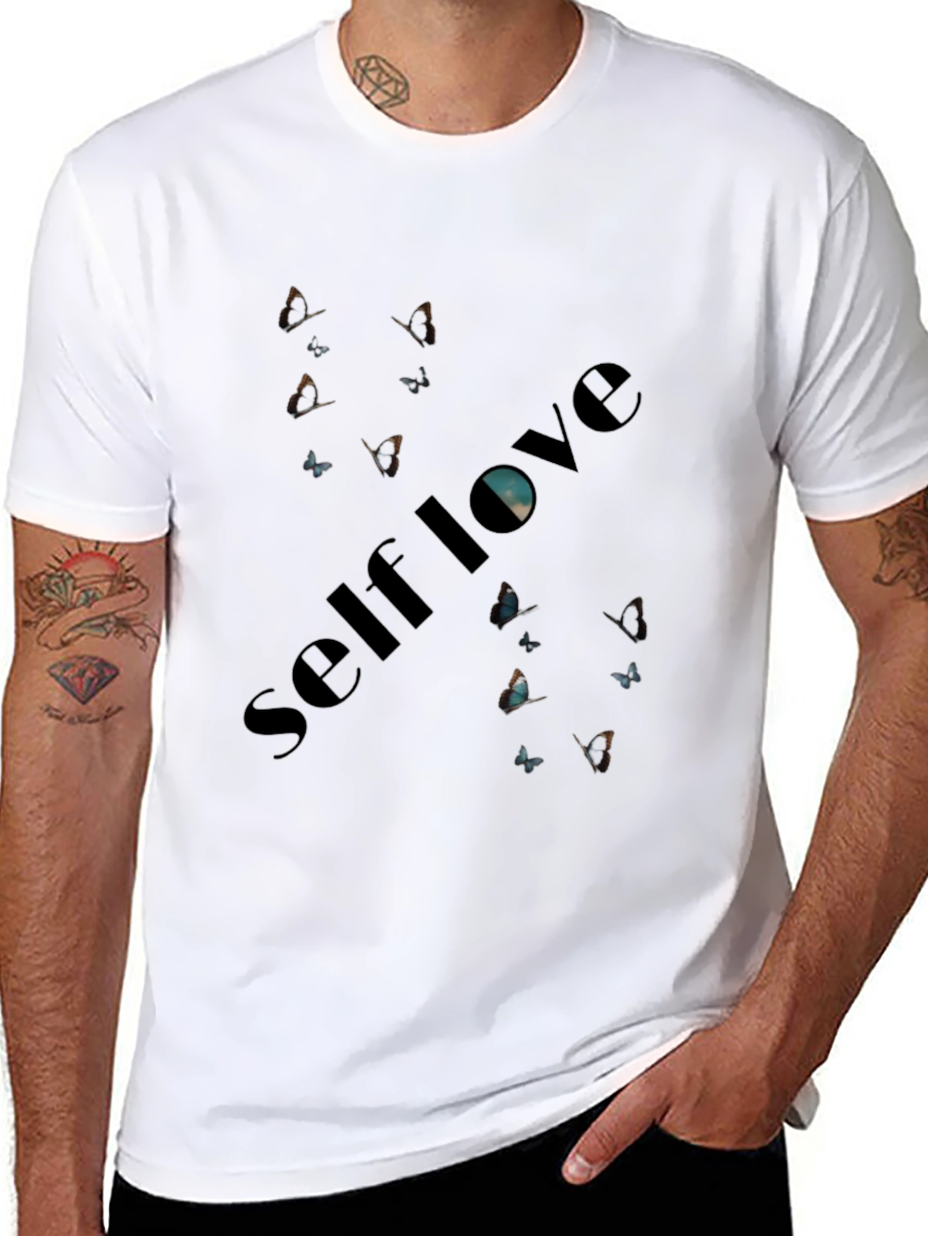 Self Love Butterfly Graphic Black T-Shirt