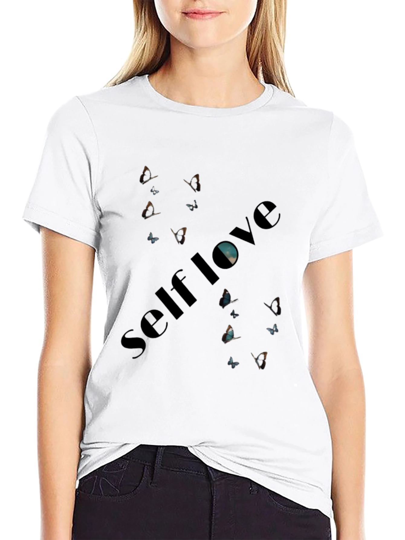 Self Love Butterfly Graphic Black T-Shirt