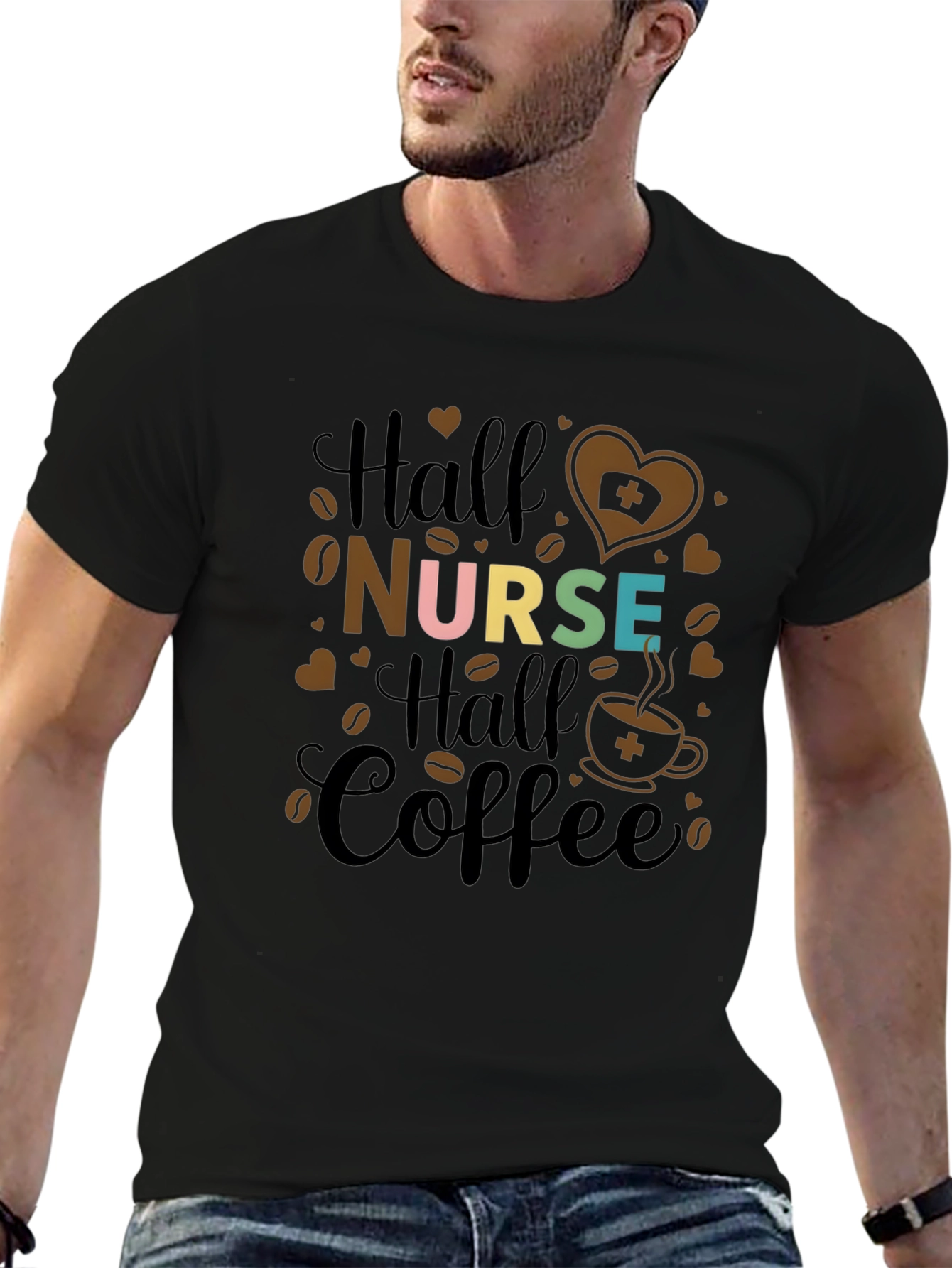 Half Nurse Half Coffee Graphic T-Shirt