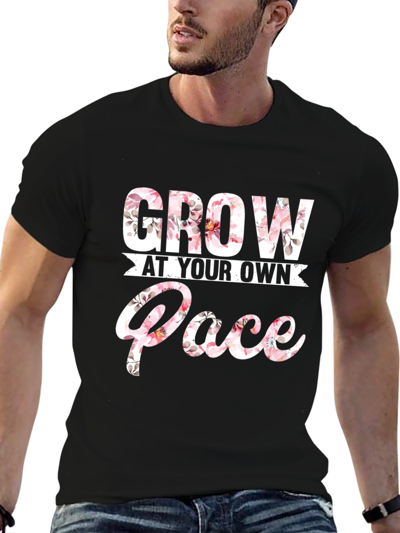 Floral Grow At Your Own Pace Graphic T-Shirt