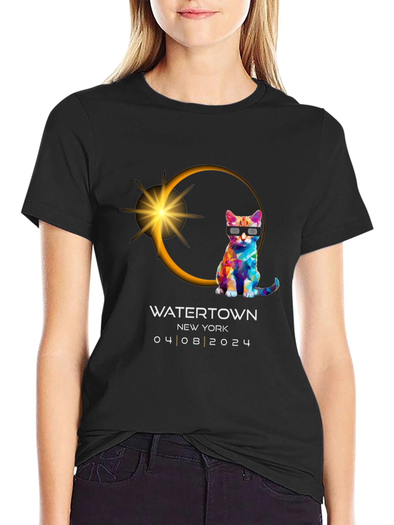 Total Solar Eclipse 2024 Souvenir T-Shirt - Watertown NY
