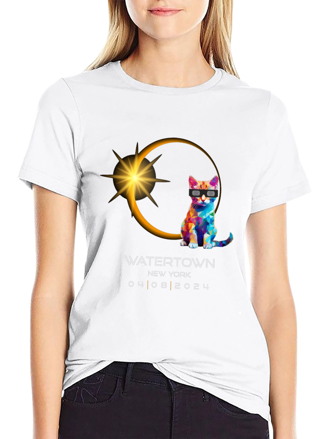 Total Solar Eclipse 2024 Souvenir T-Shirt - Watertown NY