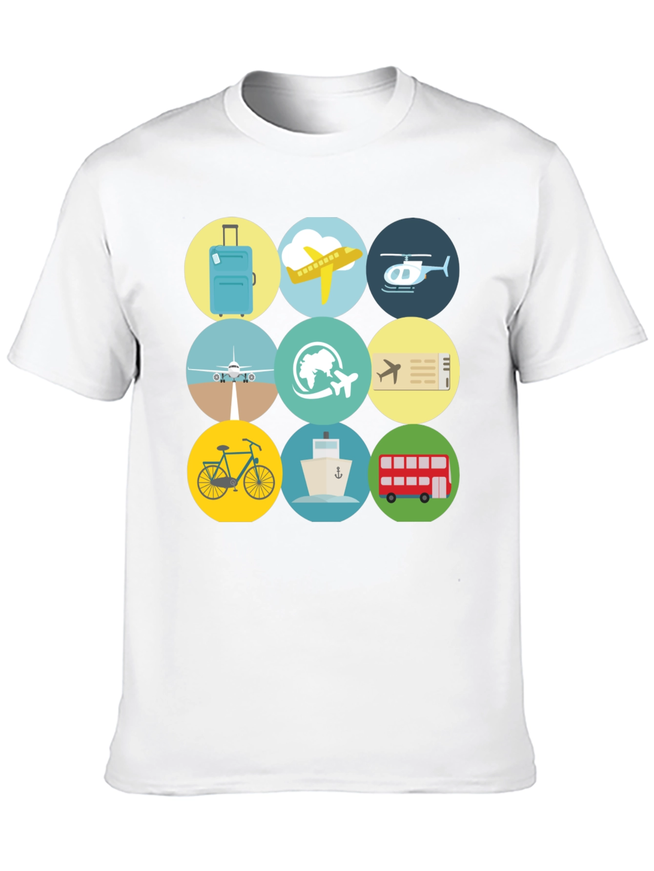 Travel Icons T-Shirt - Black Cotton Tee