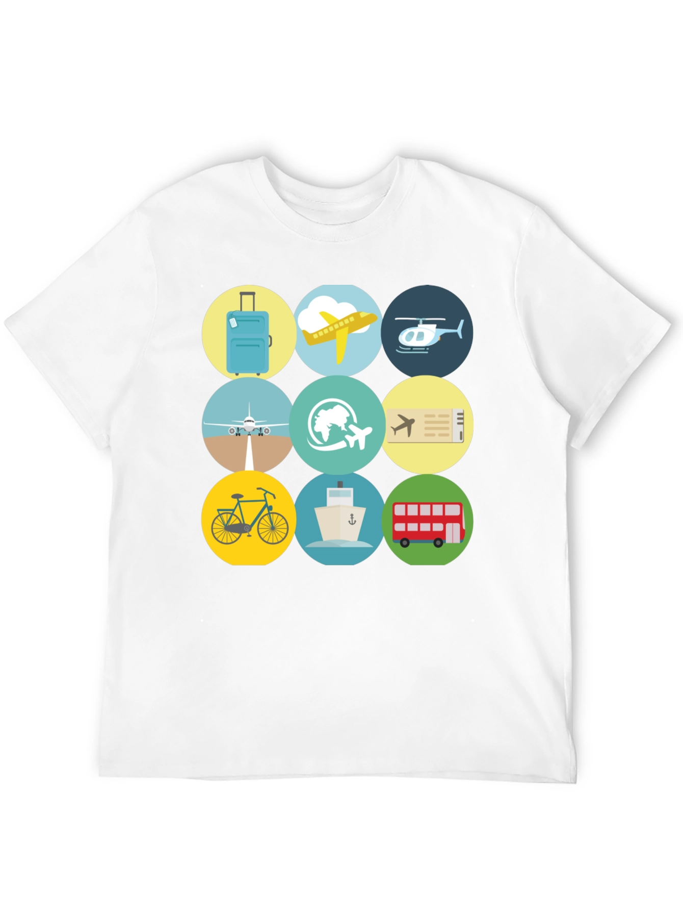 Travel Icons T-Shirt - Black Cotton Tee