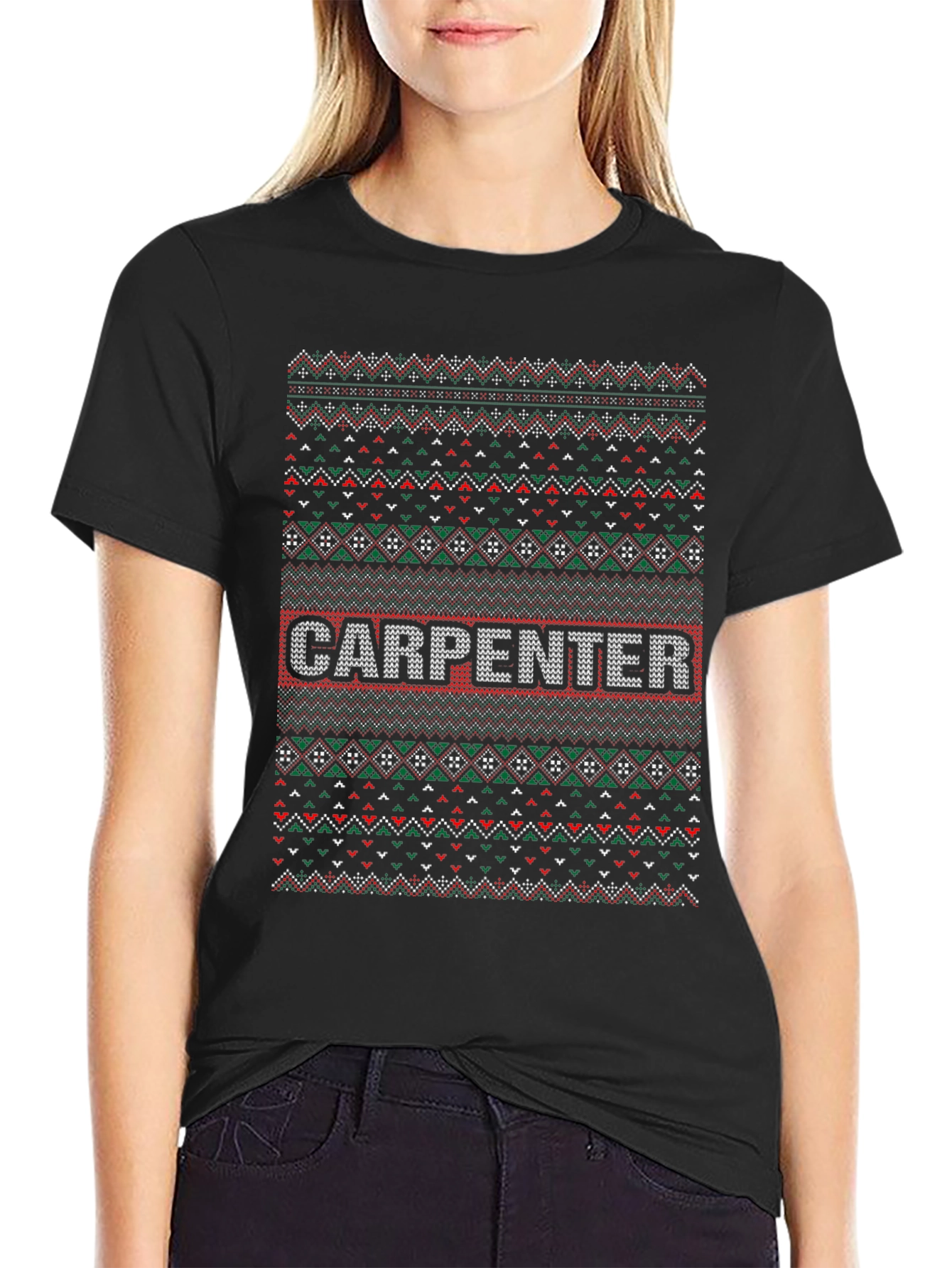 Carpenter Ugly Christmas Sweater Style T-Shirt