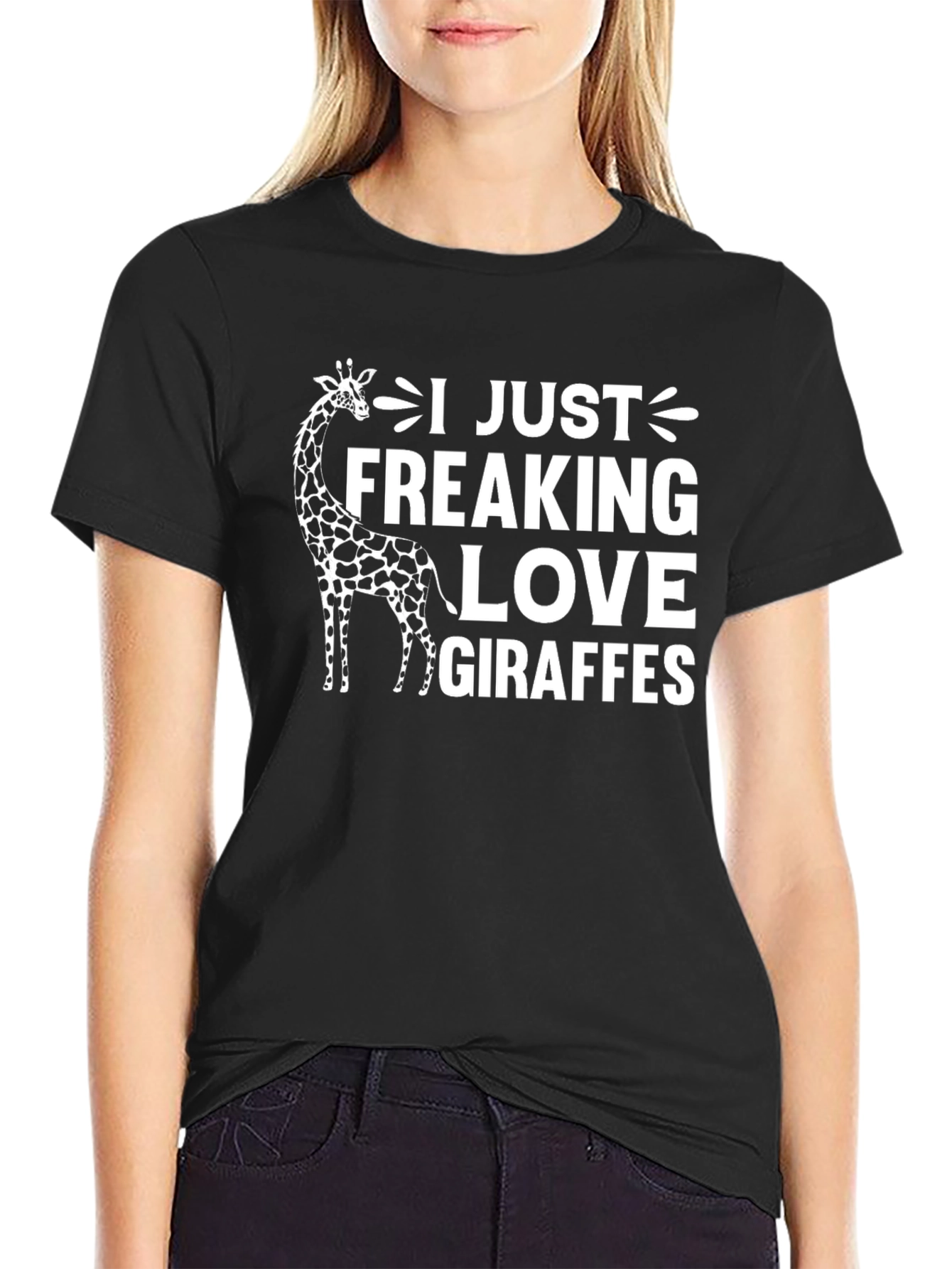 I Love Giraffes T-Shirt - Mens Black Cotton Tee