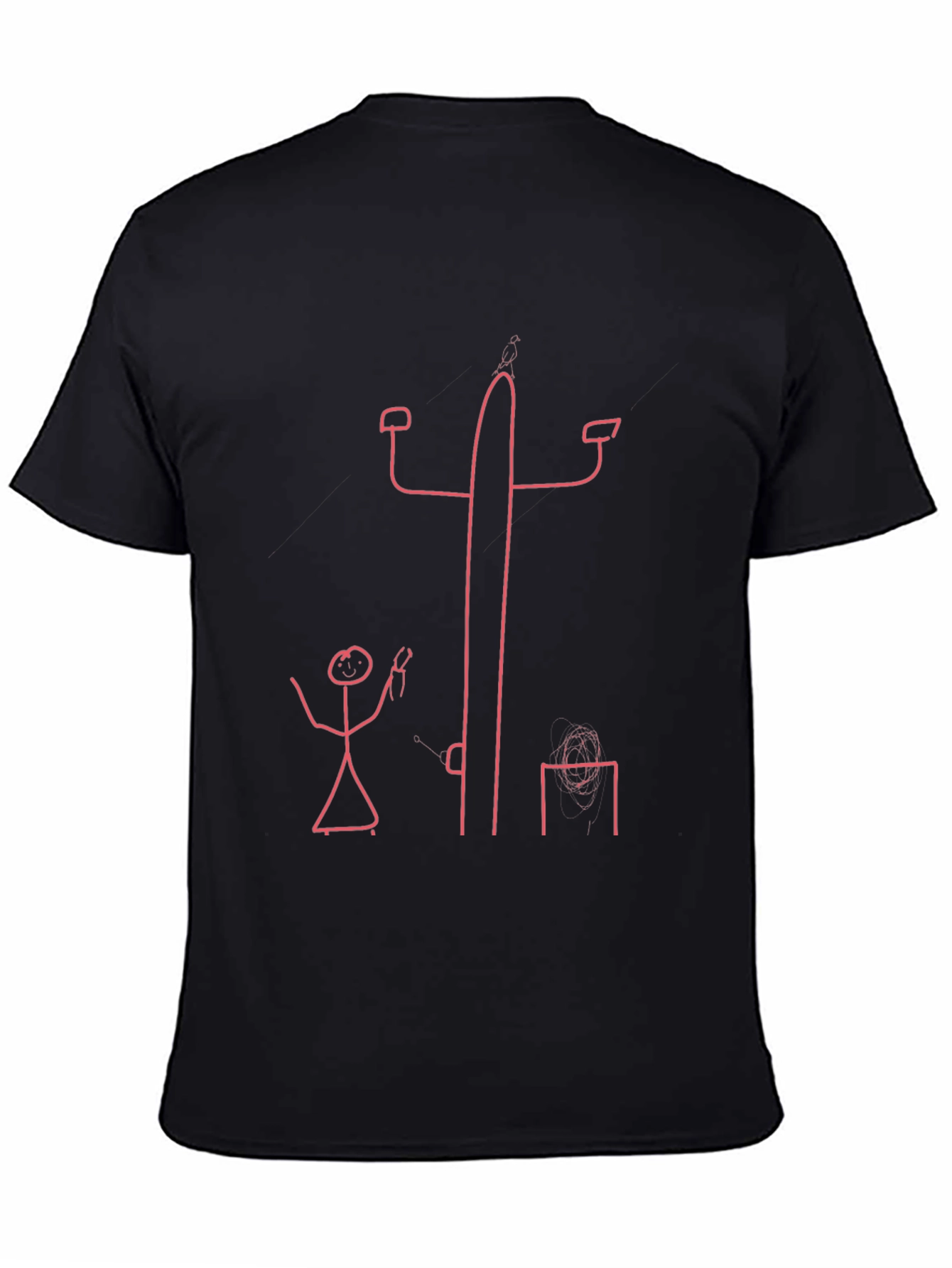Stick Figure Electrician Black T-Shirt