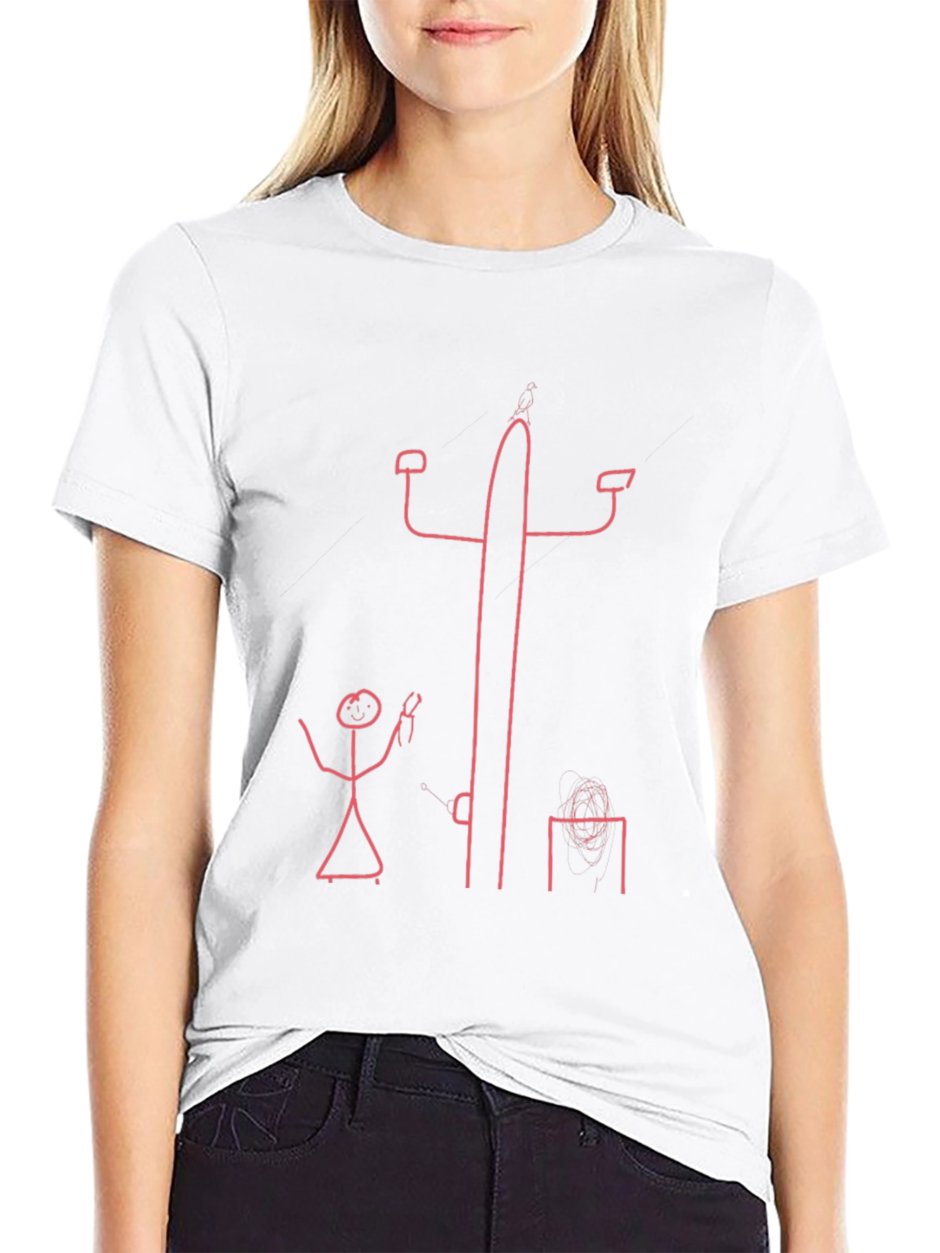 Stick Figure Electrician Black T-Shirt